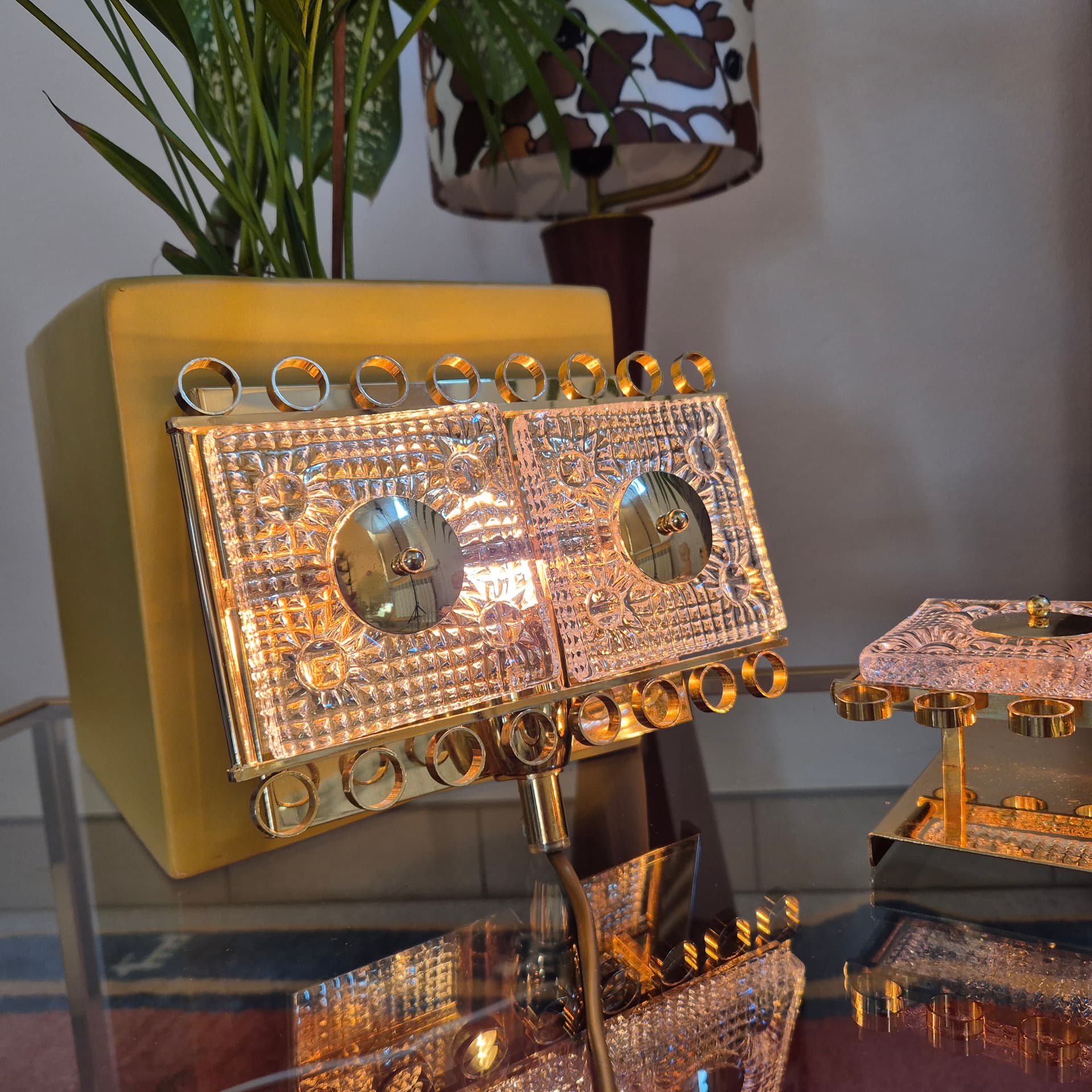 Para kinkietów kryształ transparentny, proj. C. Fagerlund, Dania, lata 60. - 226380