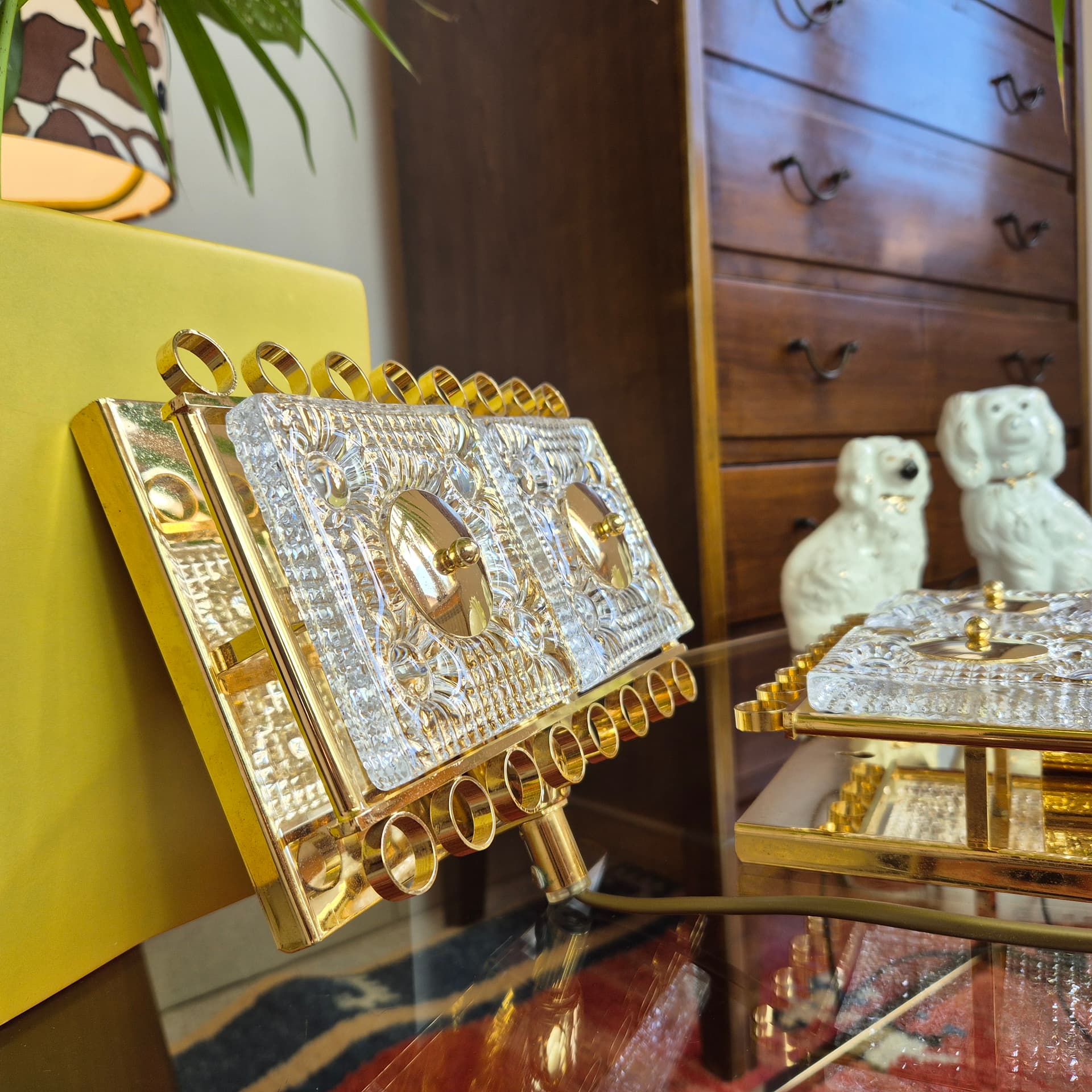 Para kinkietów kryształ transparentny, proj. C. Fagerlund, Dania, lata 60. - 226373