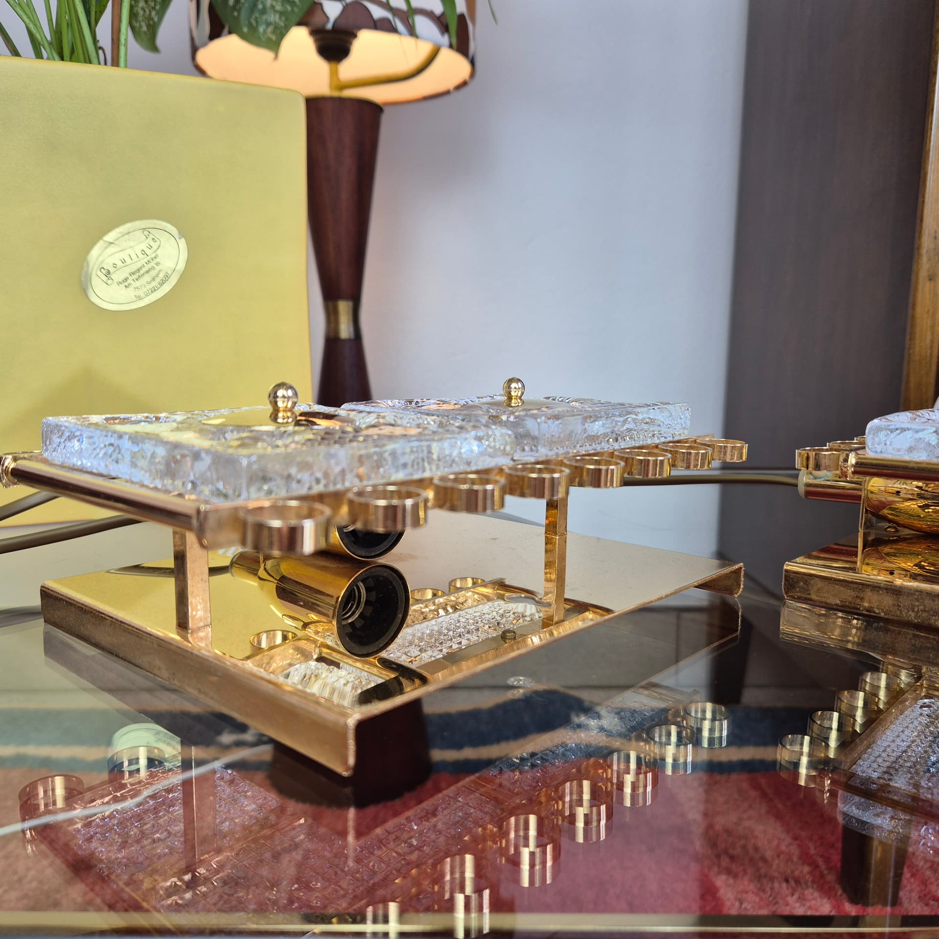 Para kinkietów kryształ transparentny, proj. C. Fagerlund, Dania, lata 60. - 226378