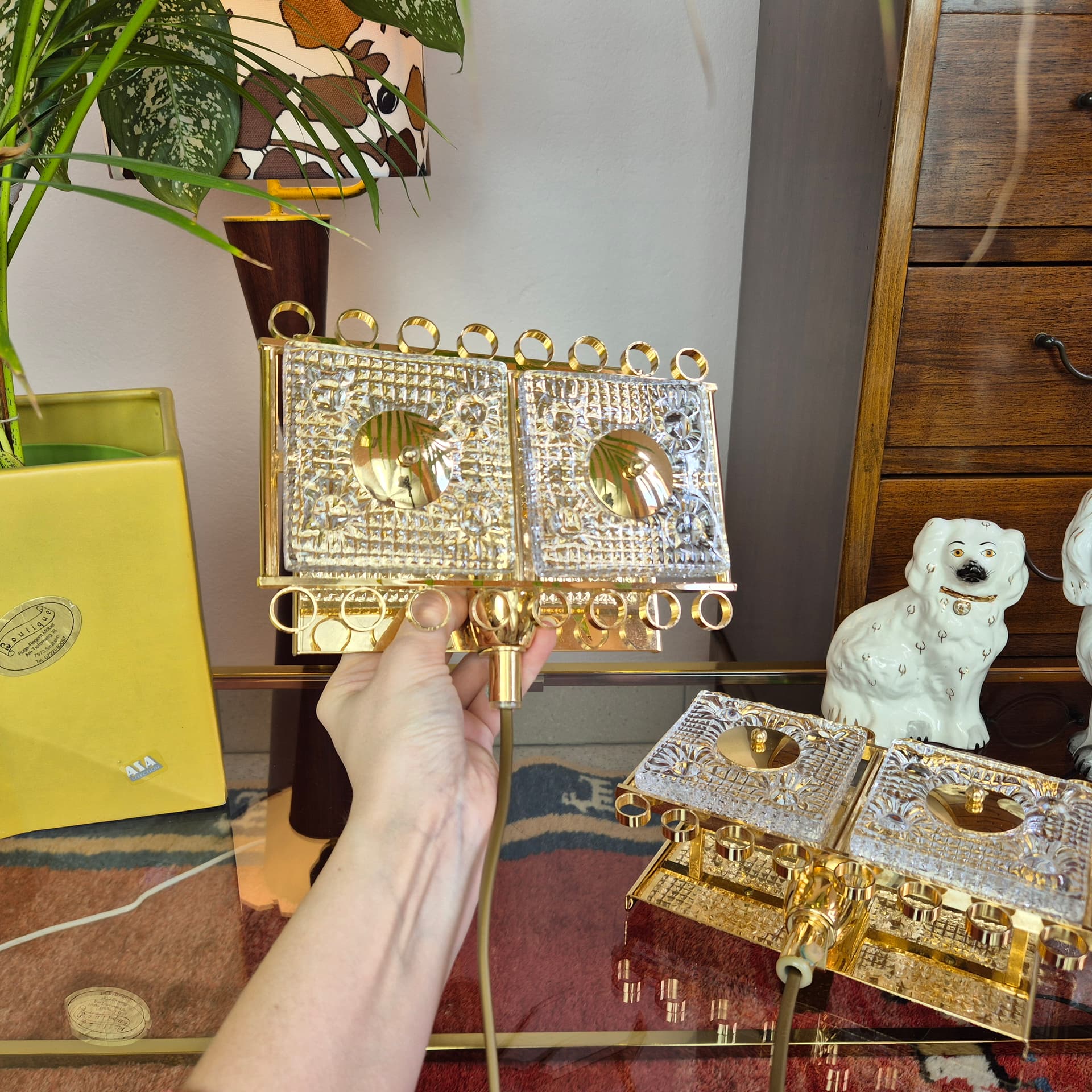 Para kinkietów kryształ transparentny, proj. C. Fagerlund, Dania, lata 60. - 226376