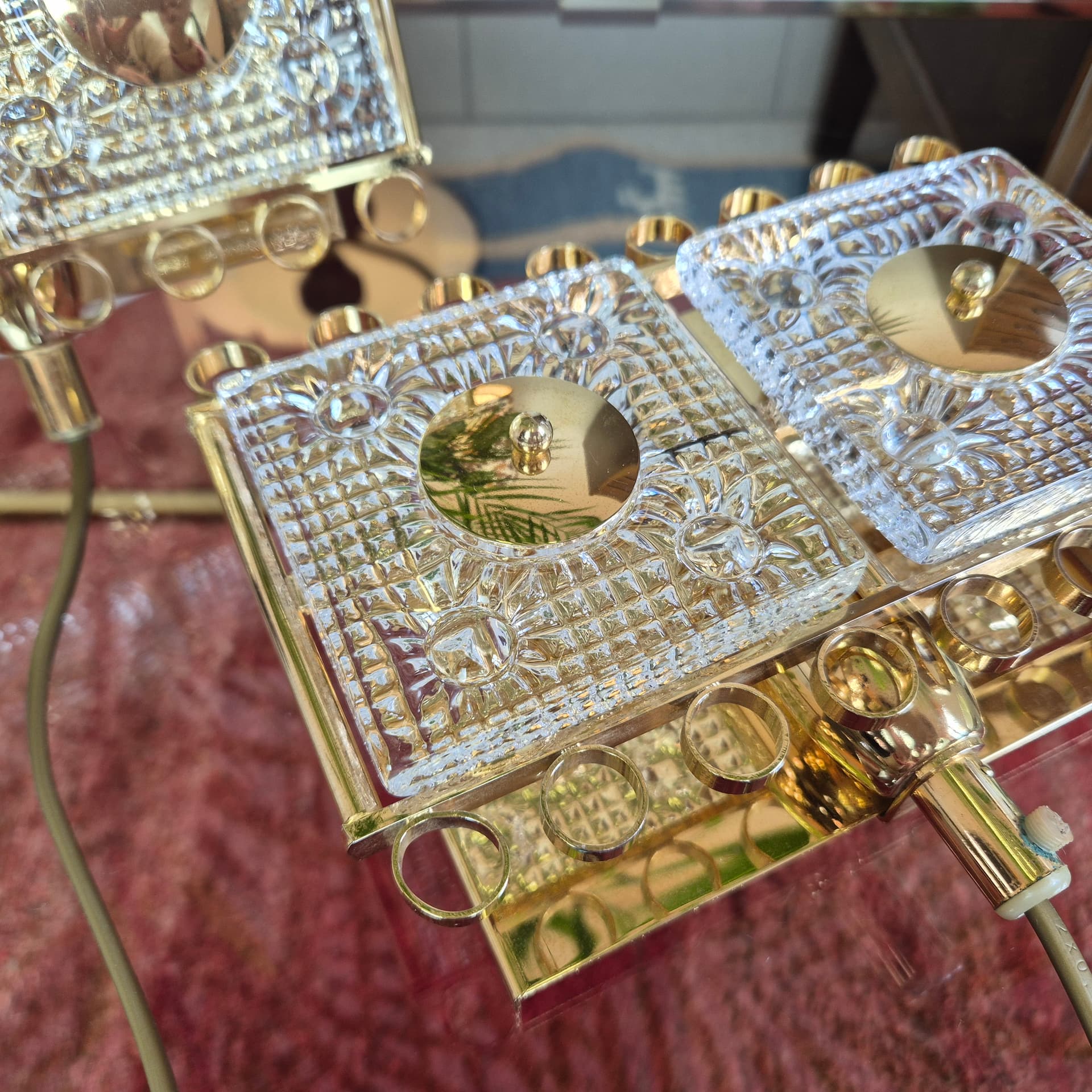 Para kinkietów kryształ transparentny, proj. C. Fagerlund, Dania, lata 60. - 226372