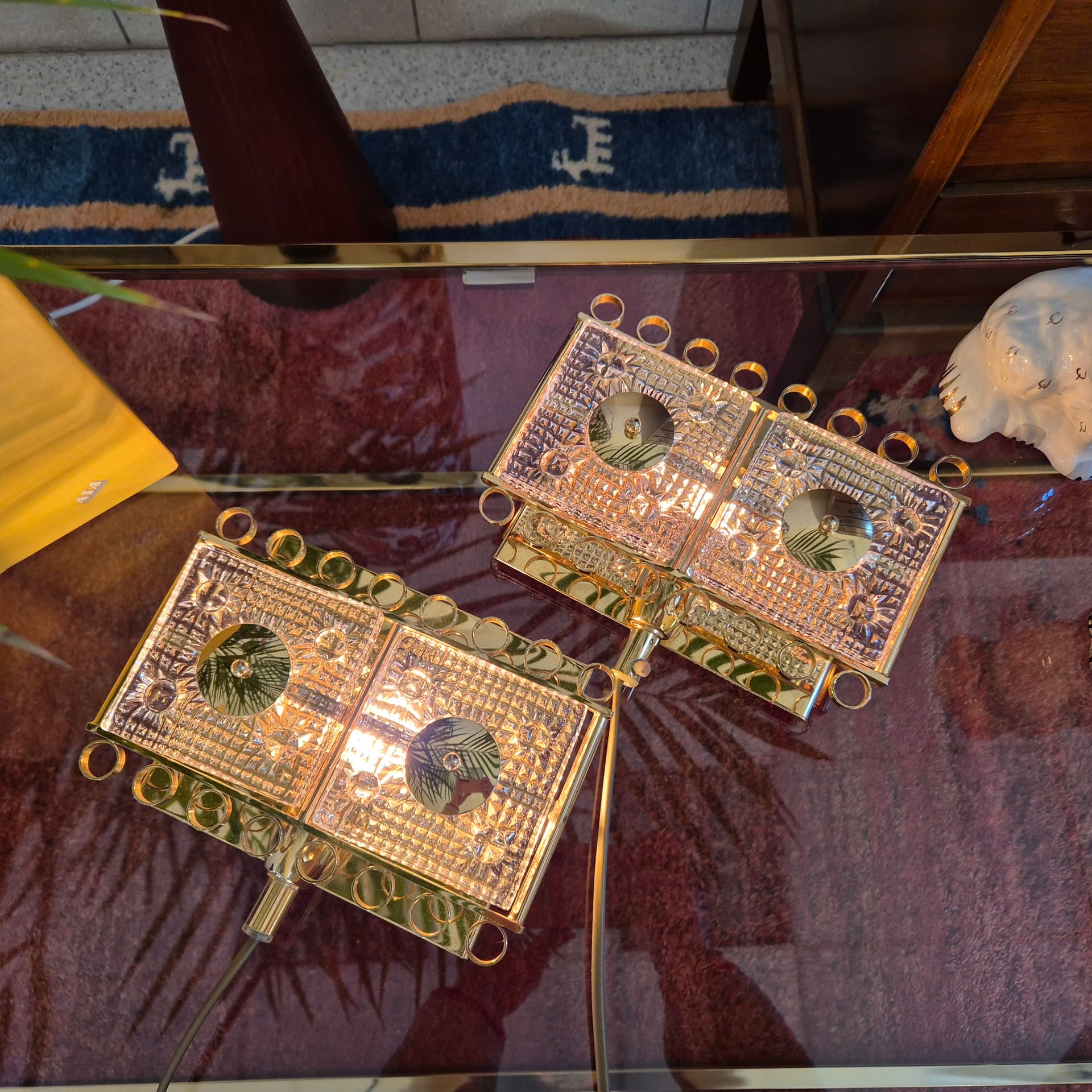 Para kinkietów kryształ transparentny, proj. C. Fagerlund, Dania, lata 60. - 226379