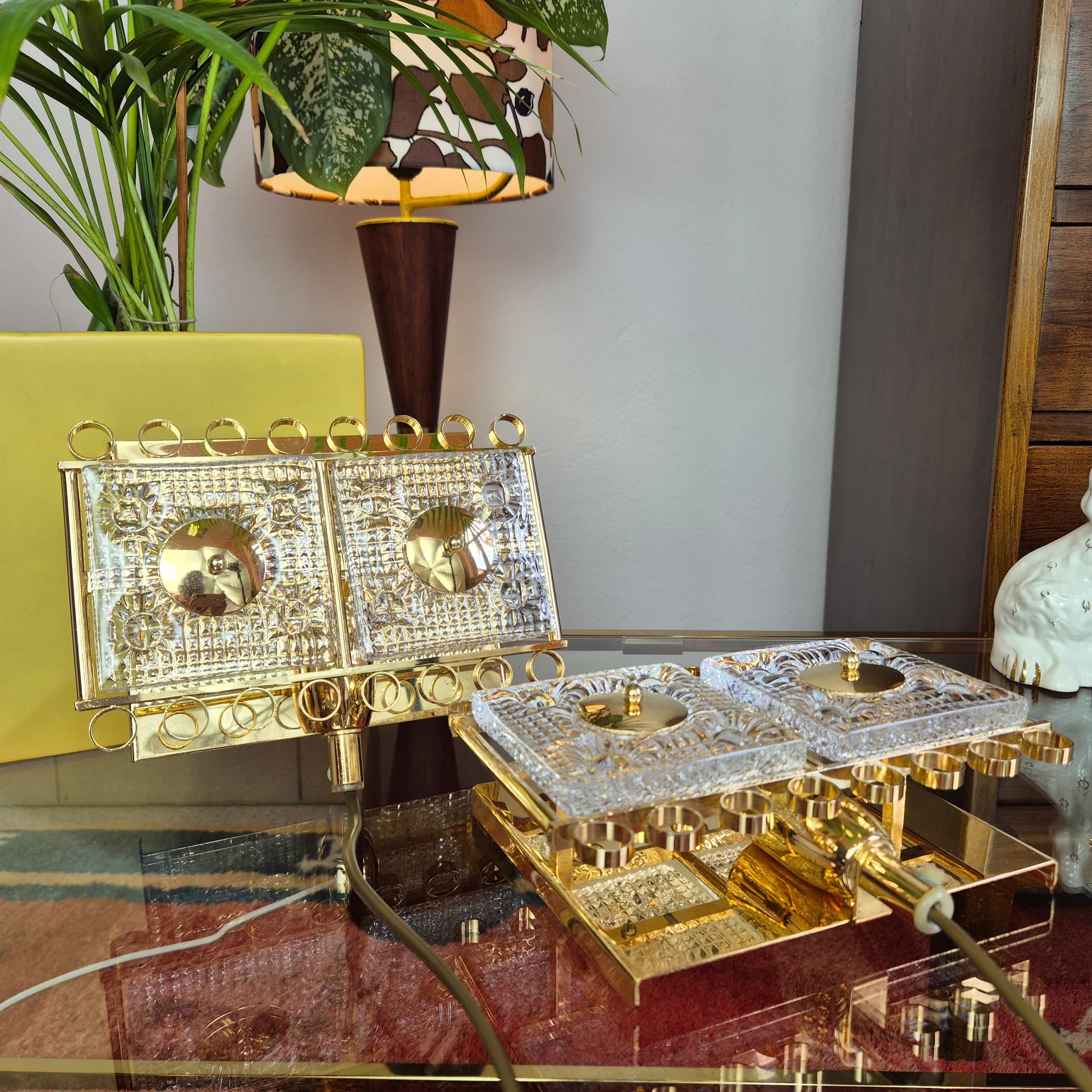 Para kinkietów kryształ transparentny, proj. C. Fagerlund, Dania, lata 60. - 226371