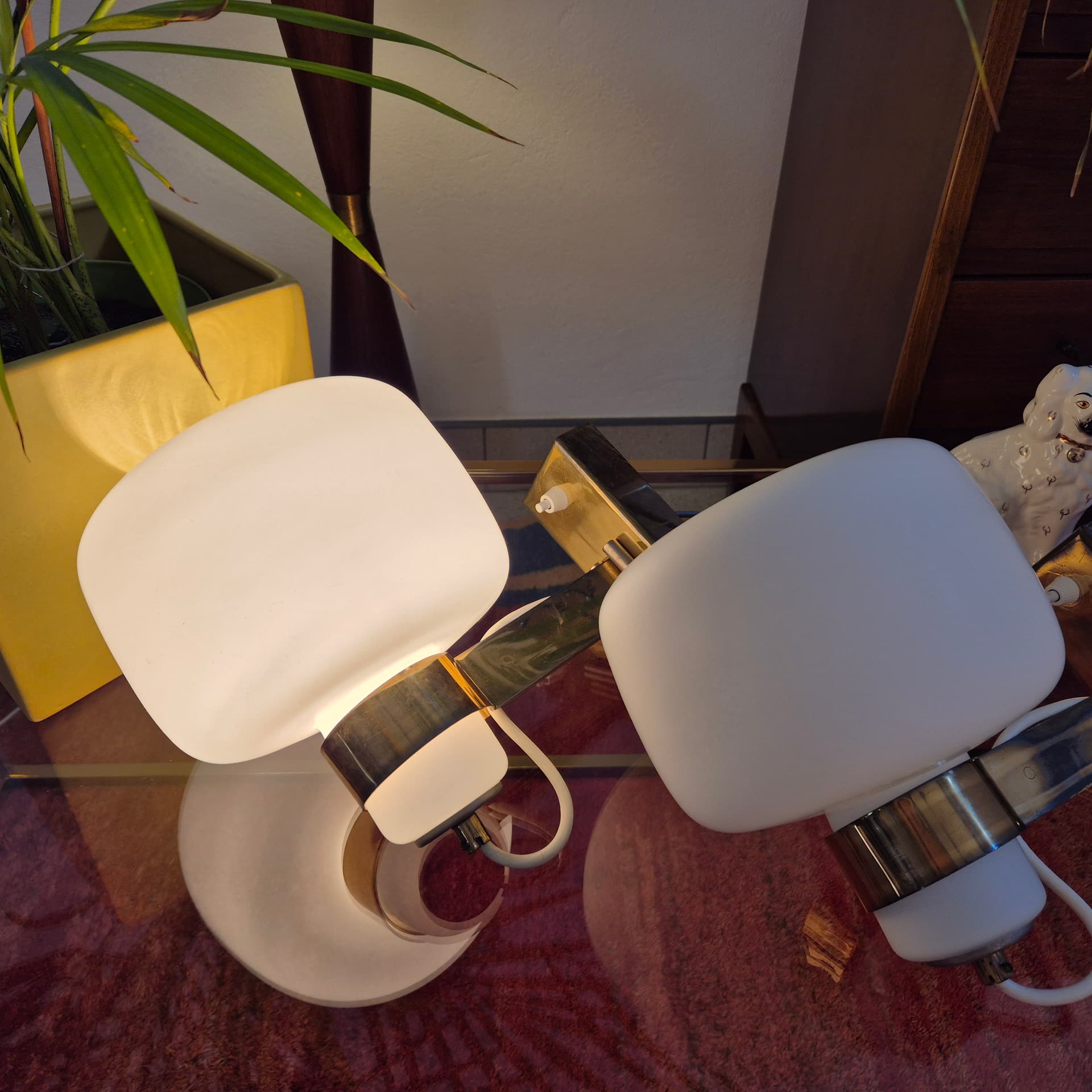 Para kinkietów, biały, szkło, Czechosłowacja, lata 60. - 226468