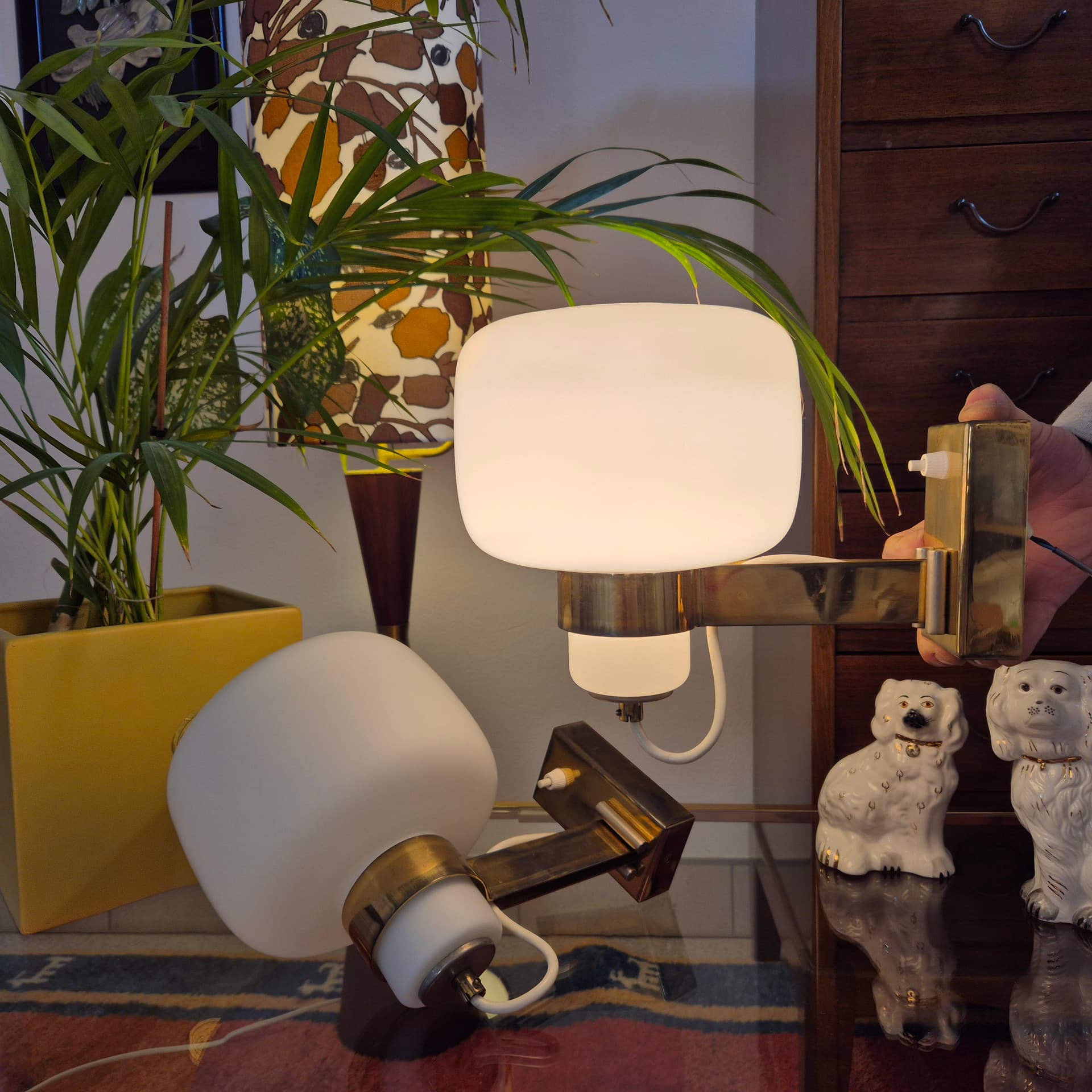 Para kinkietów, biały, szkło, Czechosłowacja, lata 60. - 226467