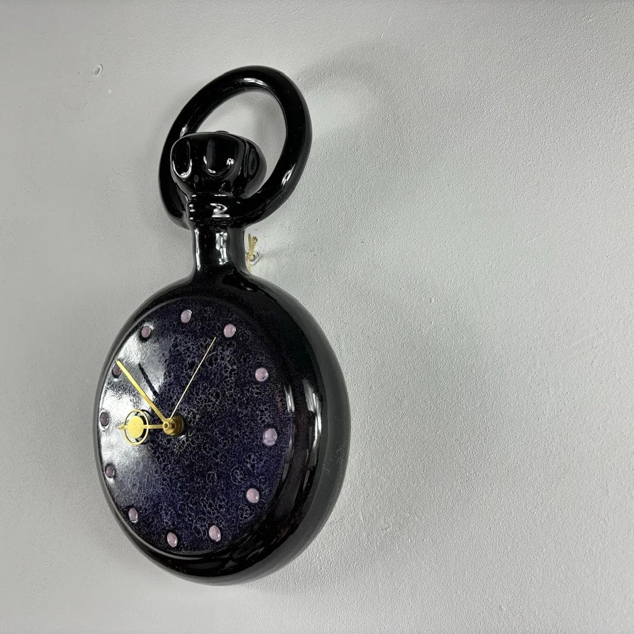 Zegar ścienny, kobaltowy, porcelit, Niemcy, lata 70. - 16599