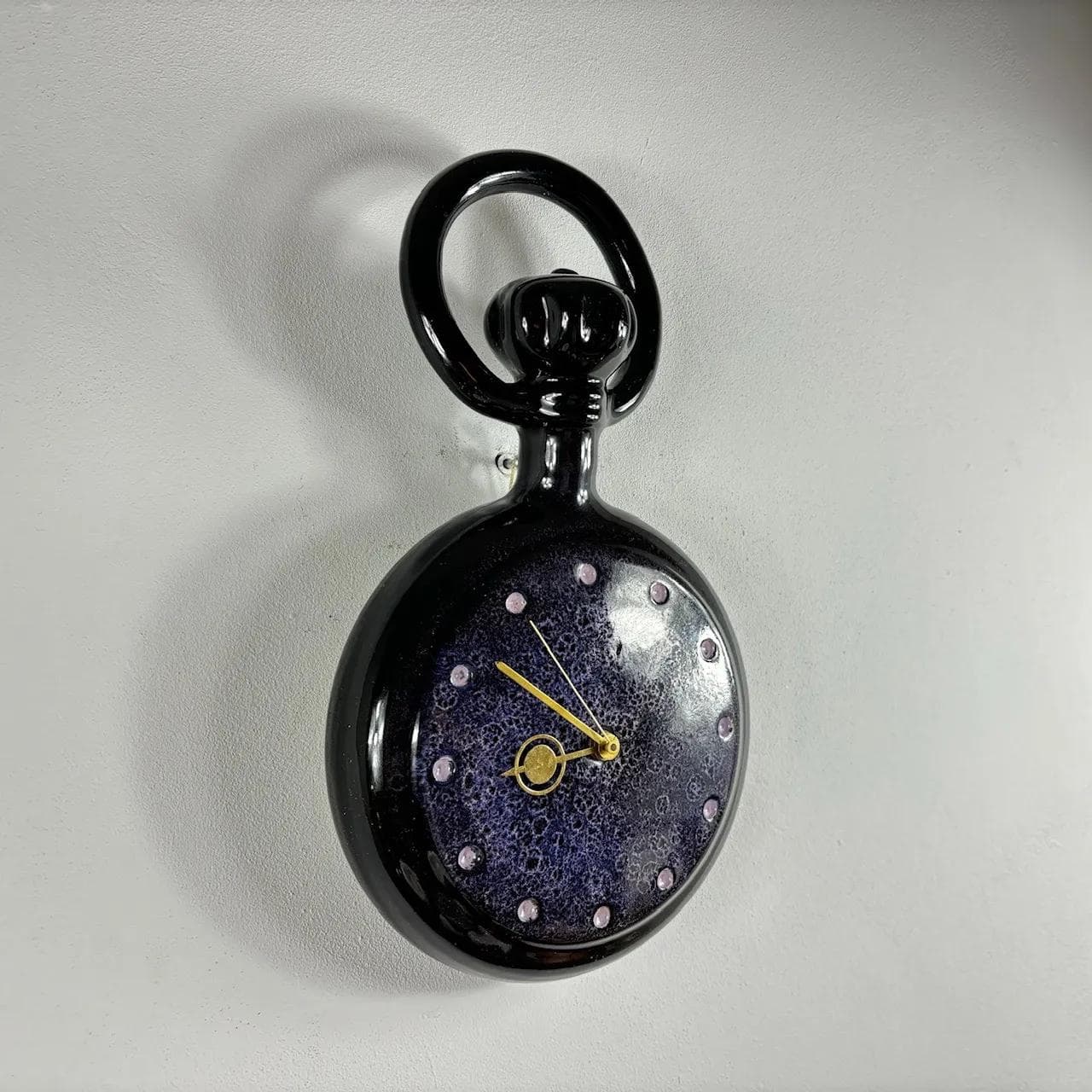 Zegar ścienny, kobaltowy, porcelit, Niemcy, lata 70. - 16600