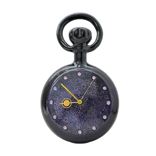 Zegar ścienny, kobaltowy, porcelit, Niemcy, lata 70. - WYMIARY