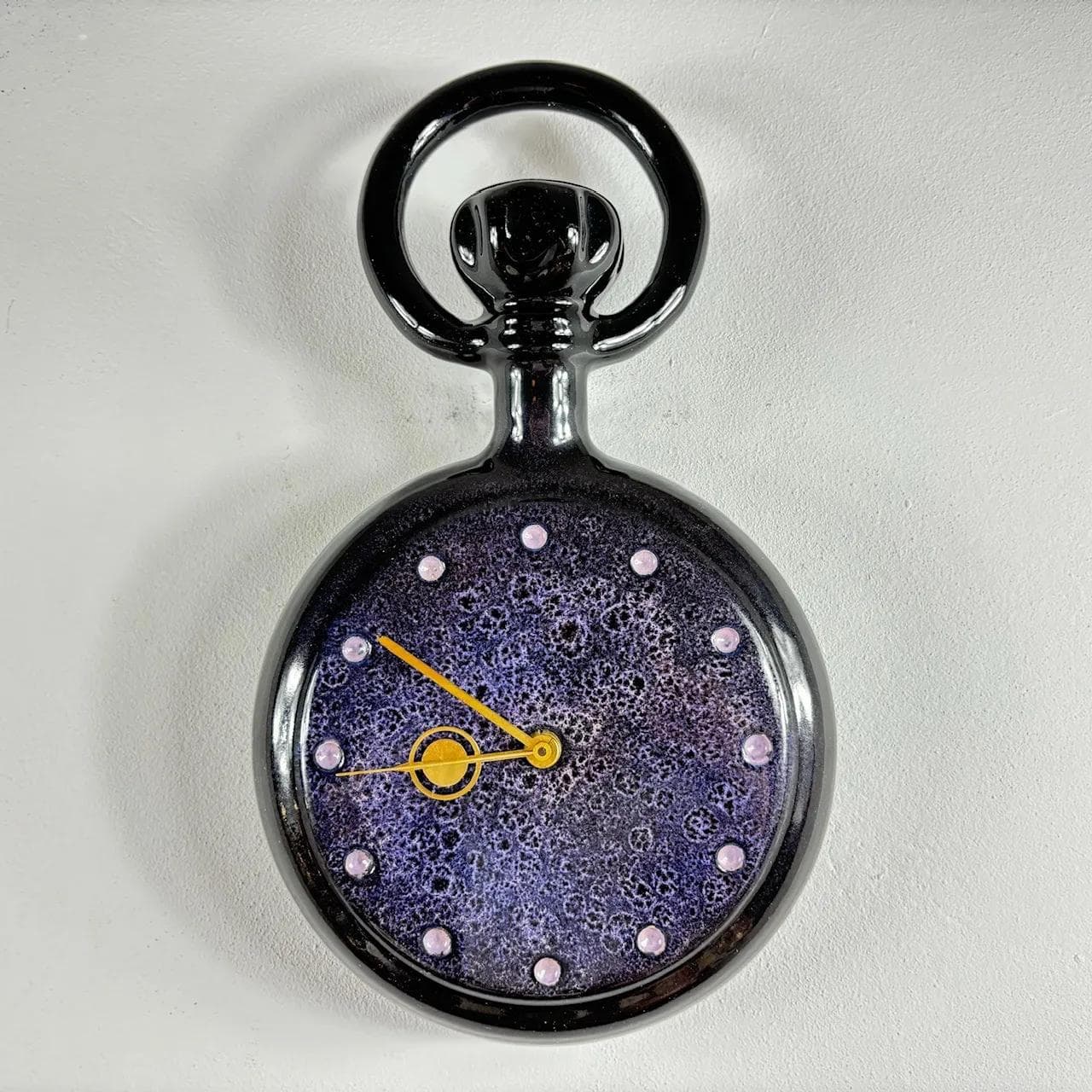 Zegar ścienny, kobaltowy, porcelit, Niemcy, lata 70. - 16601