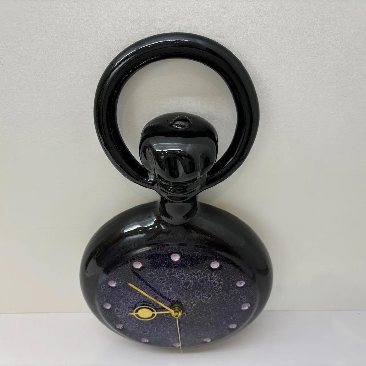 Zegar ścienny, kobaltowy, porcelit, Niemcy, lata 70. - 16595