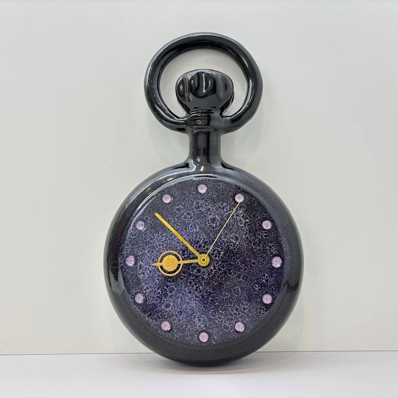 Zegar ścienny, kobaltowy, porcelit, Niemcy, lata 70. - 16598