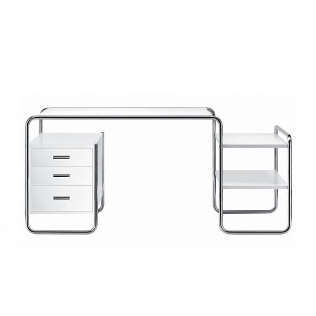 Biurko z giętej stali wg proj. M. Breuer, Bauhaus, białe - WYMIARY