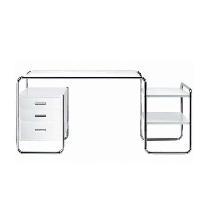 Biurko z giętej stali wg proj. M. Breuer, Bauhaus, białe