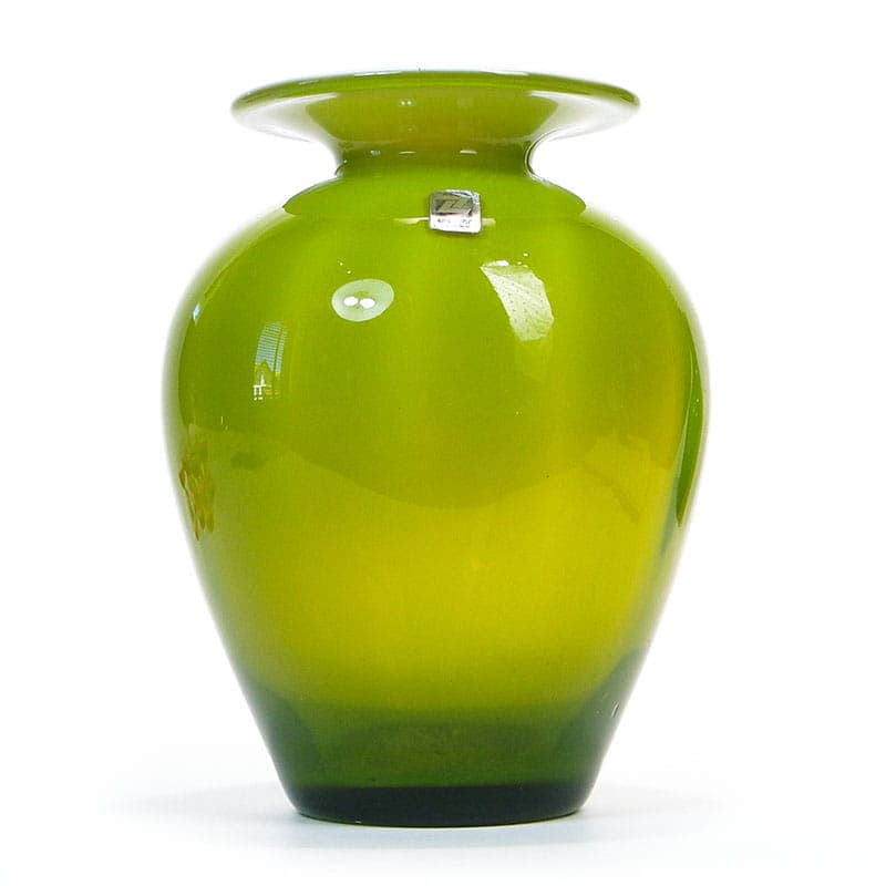Wazon, oliwkowa zieleń, szkło, Ząbkowice, Polska, lata 80. - 226665