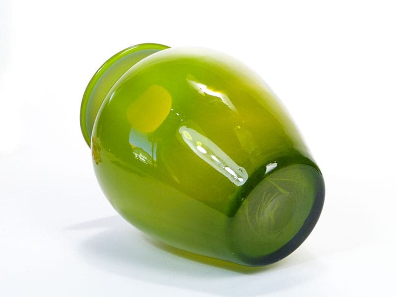 Wazon, oliwkowa zieleń, szkło, Ząbkowice, Polska, lata 80. - 226668
