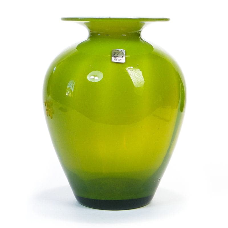 Wazon, oliwkowa zieleń, szkło, Ząbkowice, Polska, lata 80.