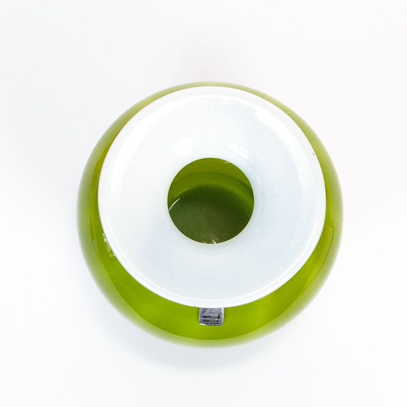 Wazon, oliwkowa zieleń, szkło, Ząbkowice, Polska, lata 80. - 226666