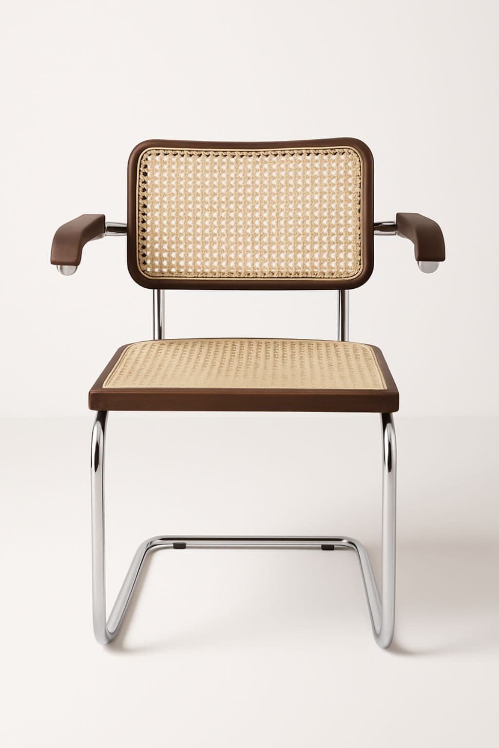 Krzesło z giętej stali z podłokietnikami wg proj. M.Breuer, Bauhaus, brązowe - 226678