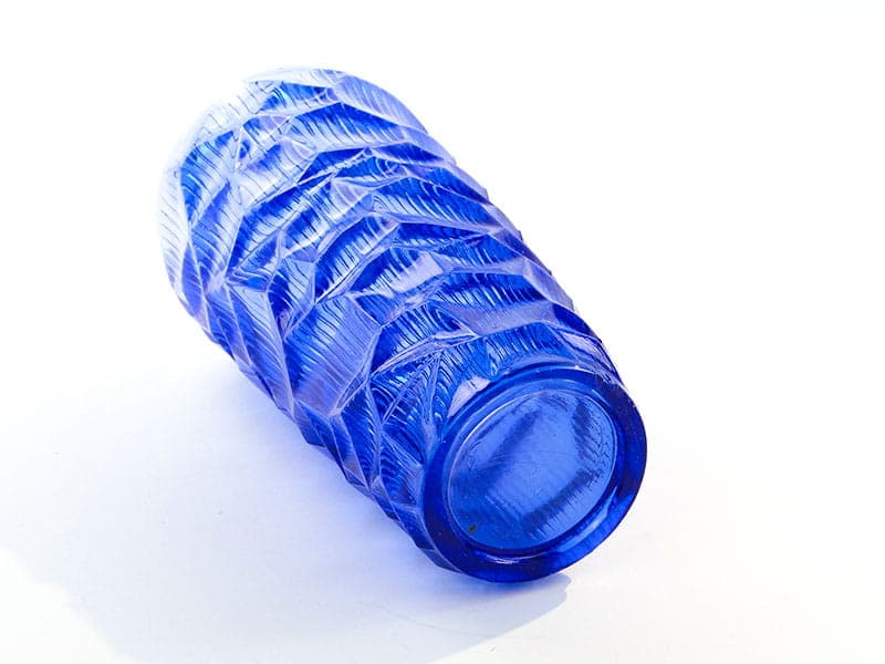 Wazon Okulus, szkło sodowe niebieski, proj. J. Drost, Ząbkowice, Polska, lata 60. - 227000