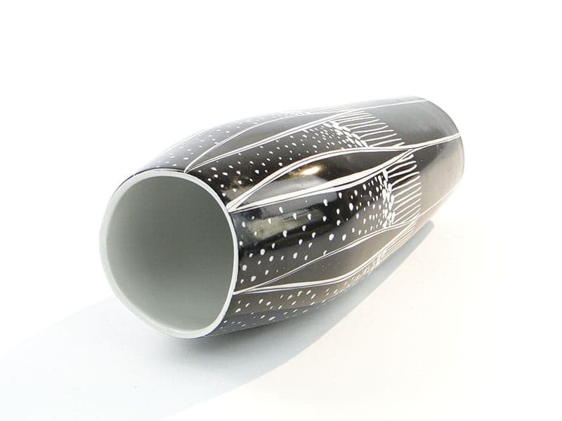 Wazon, czarny biały, porcelana, Zakłady Porcelany Stołowej Karolina, Polska, lata 60. - 227066