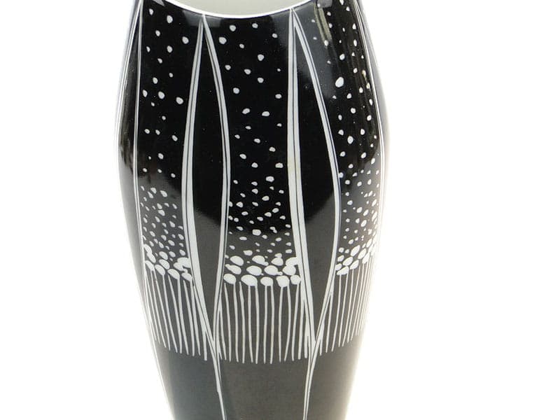 Wazon, czarny biały, porcelana, Zakłady Porcelany Stołowej Karolina, Polska, lata 60. - 227064