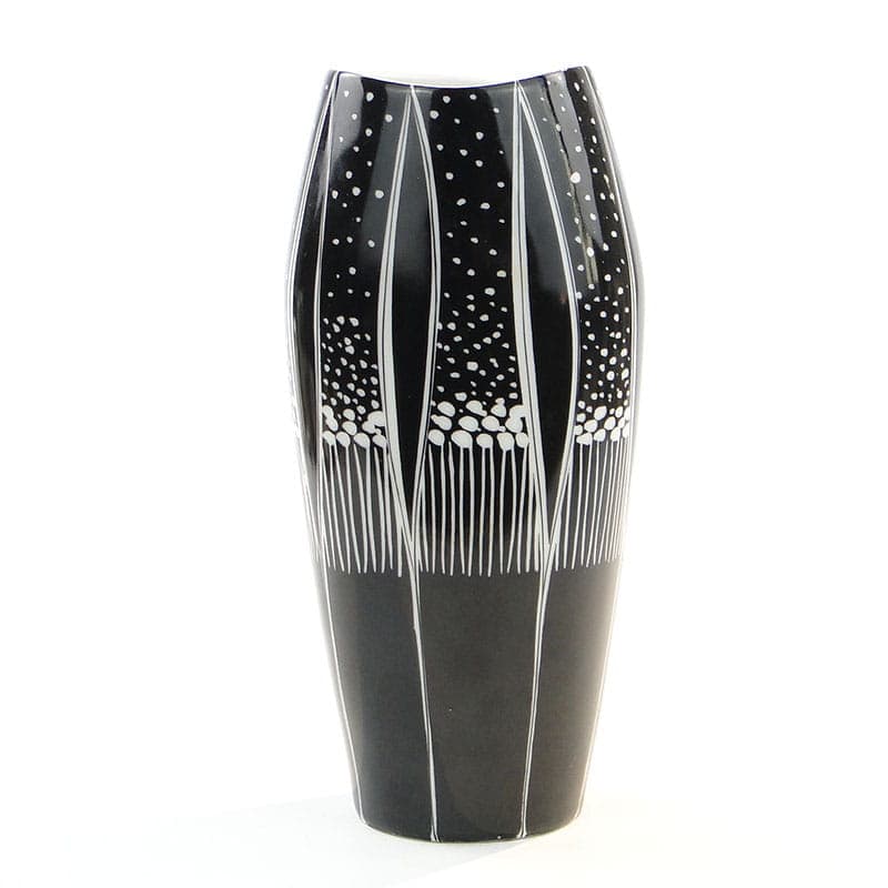 Wazon, czarny biały, porcelana, Zakłady Porcelany Stołowej Karolina, Polska, lata 60. - 227062
