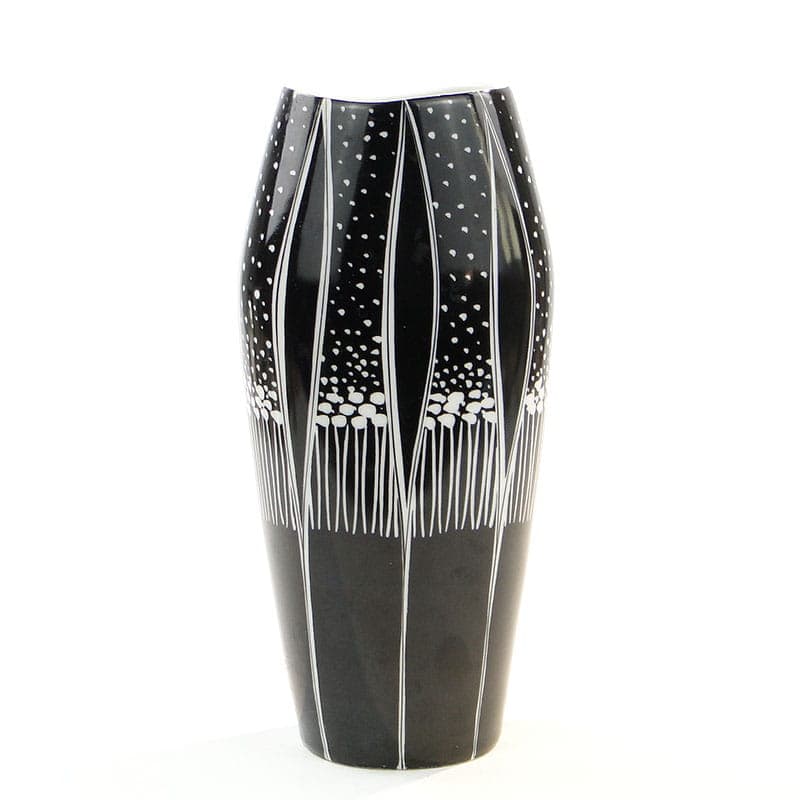 Wazon, czarny biały, porcelana, Zakłady Porcelany Stołowej Karolina, Polska, lata 60.