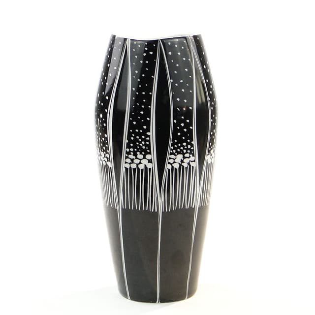 Wazon, czarny biały, porcelana, Zakłady Porcelany Stołowej Karolina, Polska, lata 60. - WYMIARY