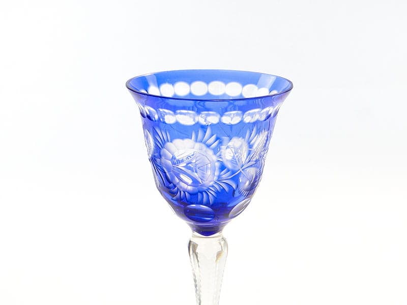 Kielich do wina, art déco, kryształ niebieski, Polska, lata 20. - 227123