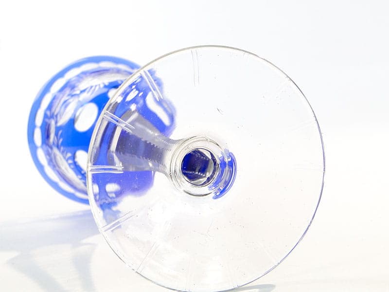 Kielich do wina, art déco, kryształ niebieski, Polska, lata 20. - 227122