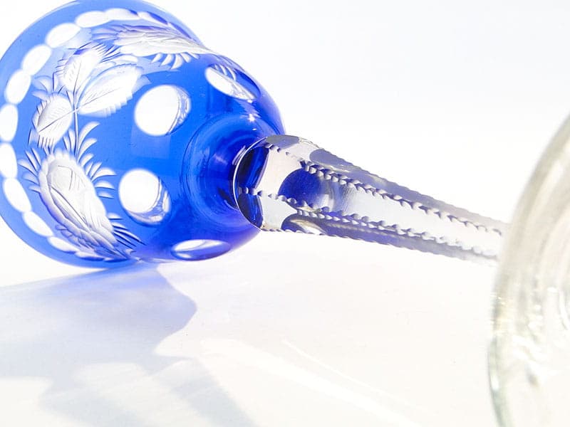 Kielich do wina, art déco, kryształ niebieski, Polska, lata 20. - 227121