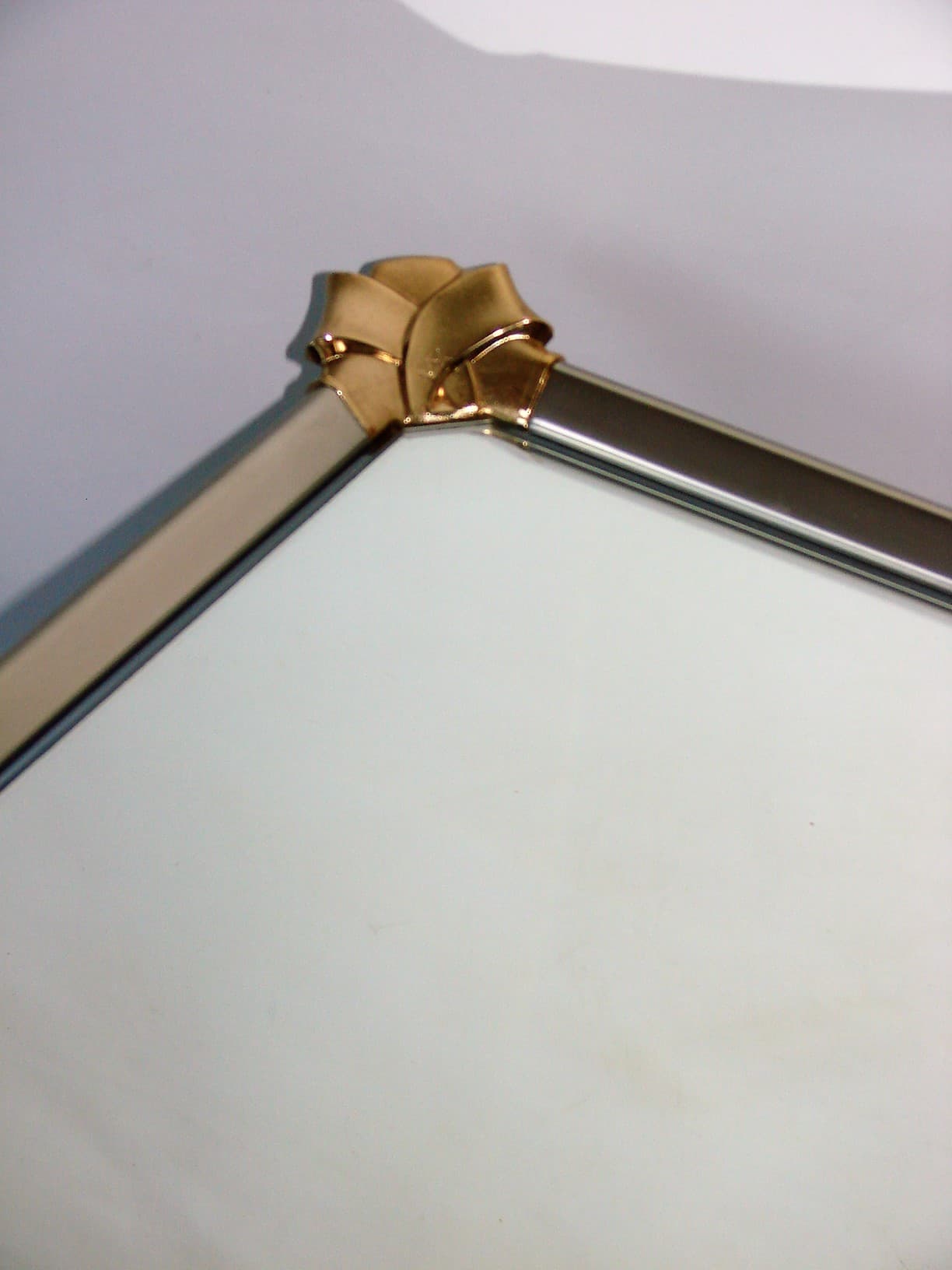 Stolik kawowy, srebrny, aluminium, szkło, lata 70. - 227147