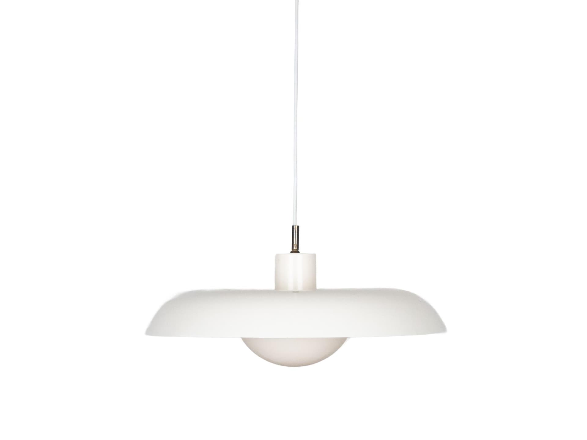 Lampa wisząca RA, biała, proj. P. Hein, Lyfa, Dania, lata 70.