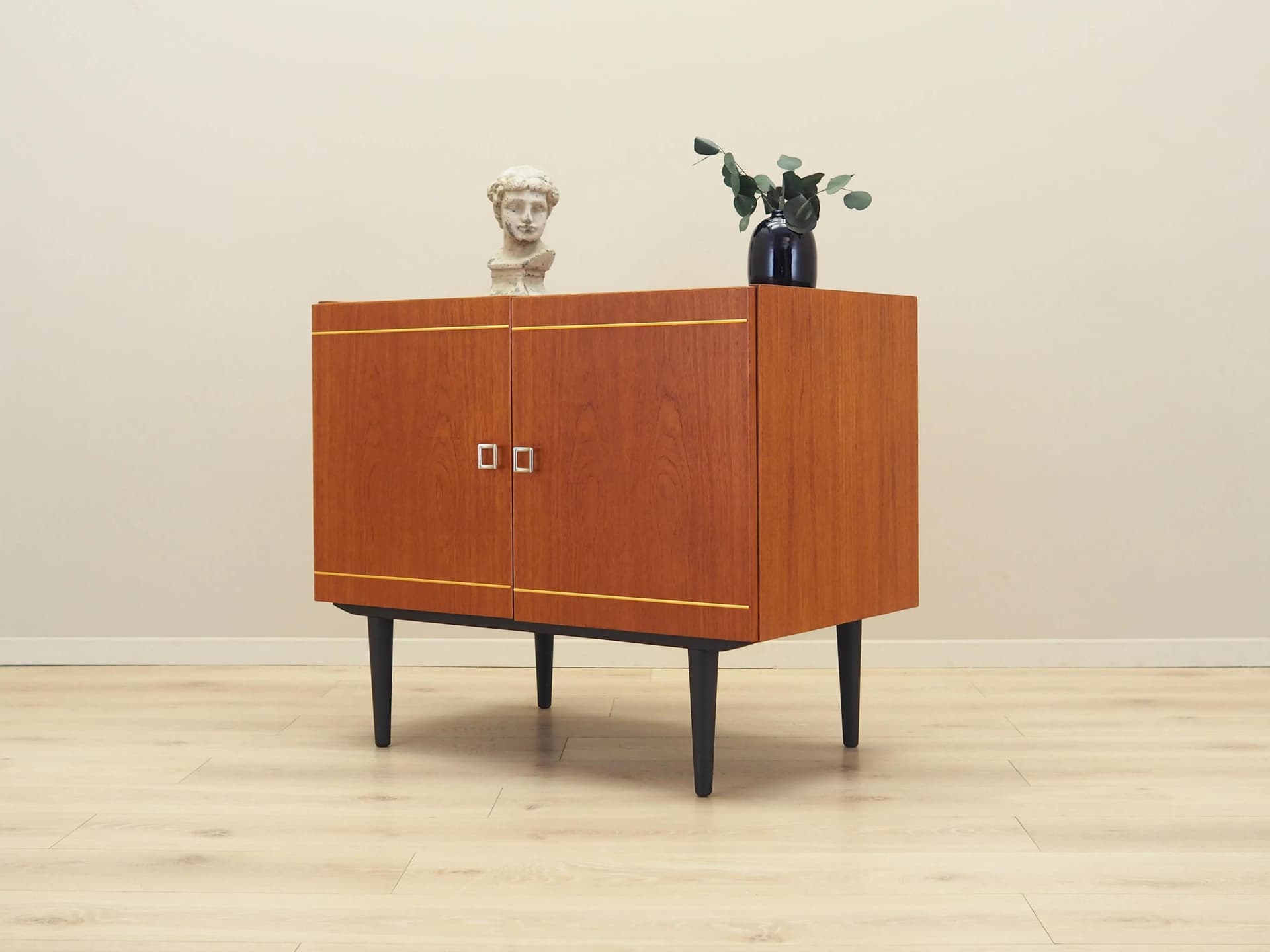 Cabinet, orange teak, black wood, Denmark, 1970s - 16697