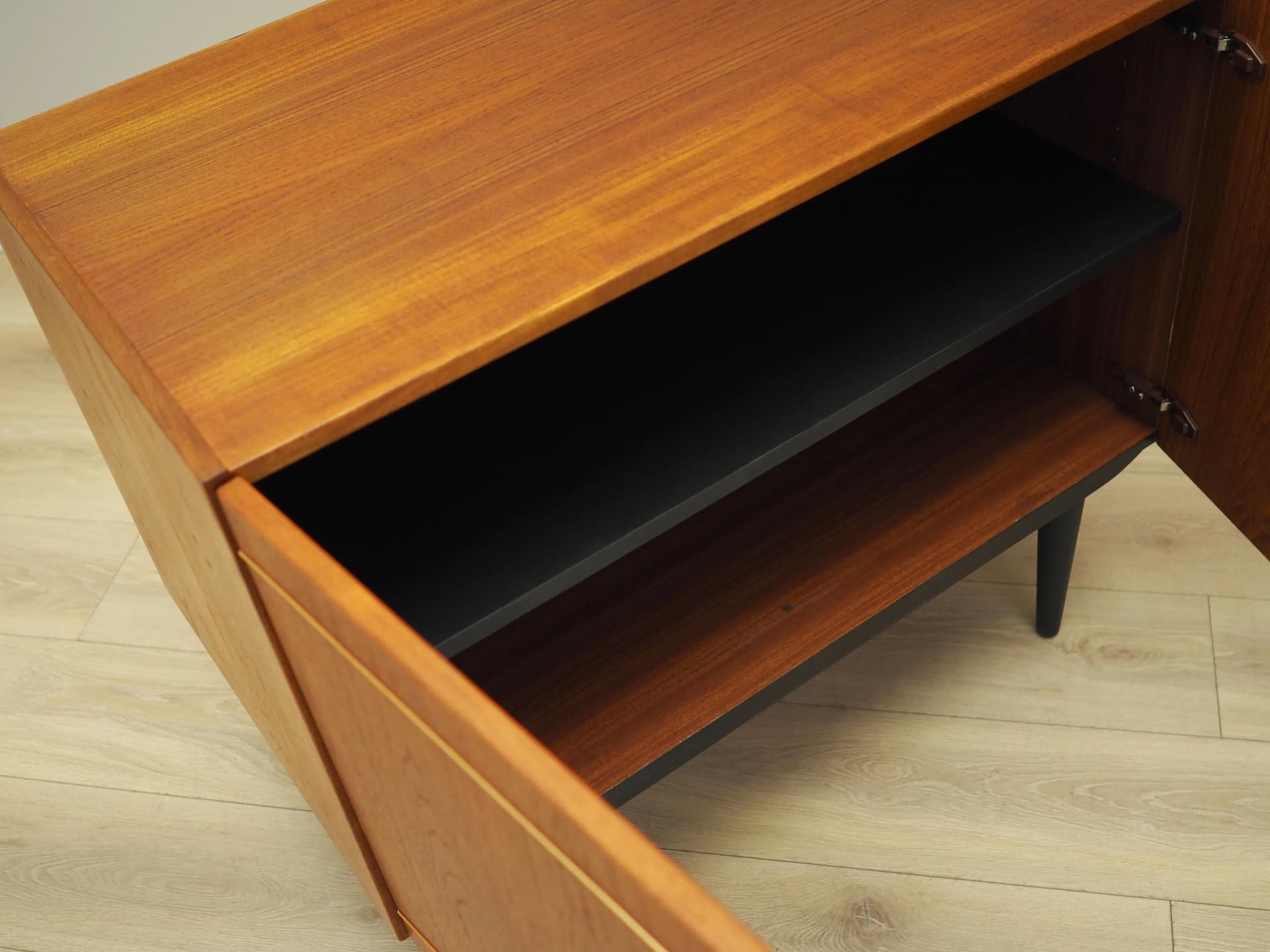 Cabinet, orange teak, black wood, Denmark, 1970s - 16702