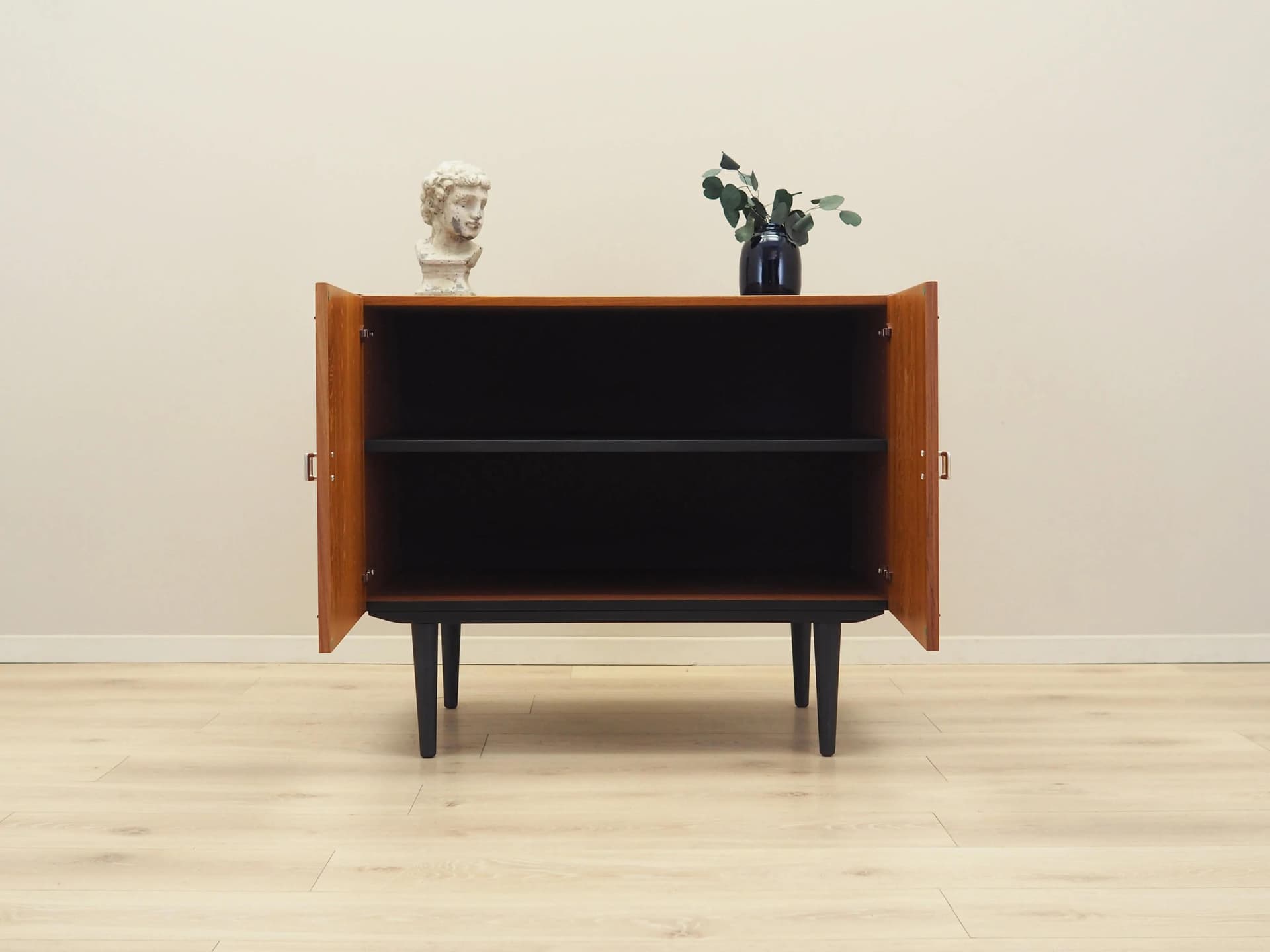 Cabinet, orange teak, black wood, Denmark, 1970s - 16696