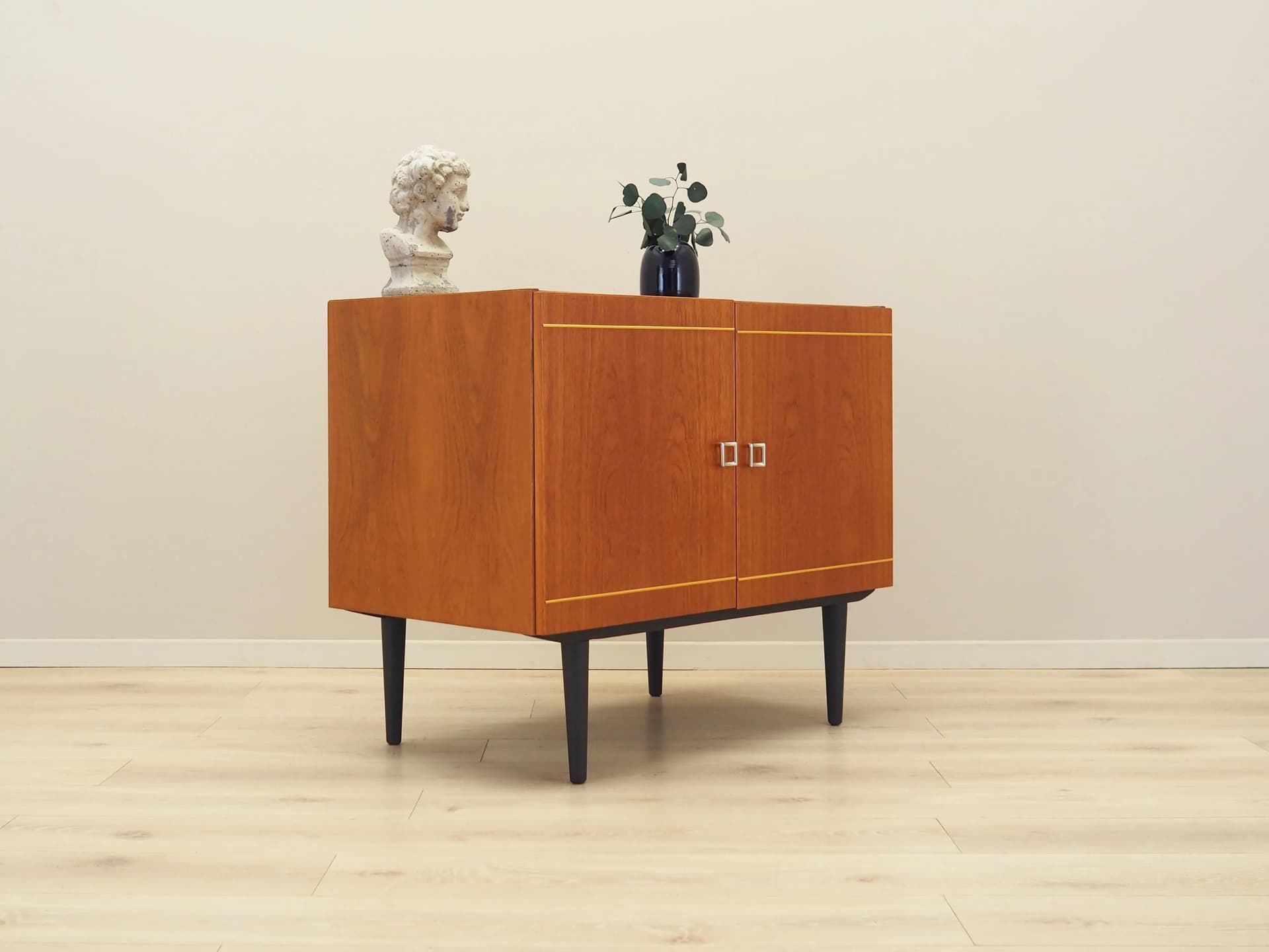 Cabinet, orange teak, black wood, Denmark, 1970s - 16698