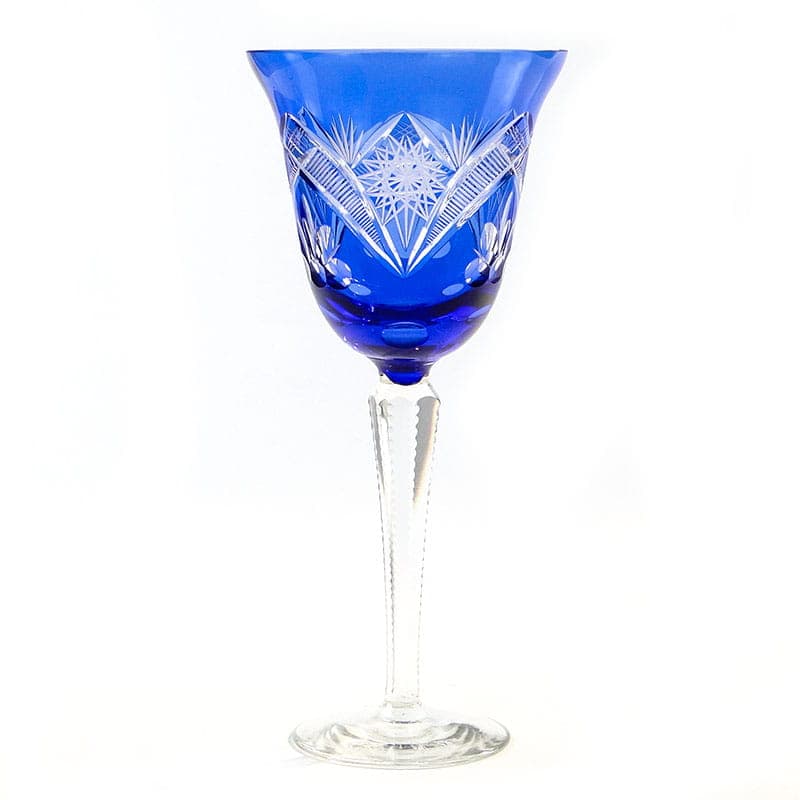 Kielich do wina, kryształ niebieski, Polska, lata 20.