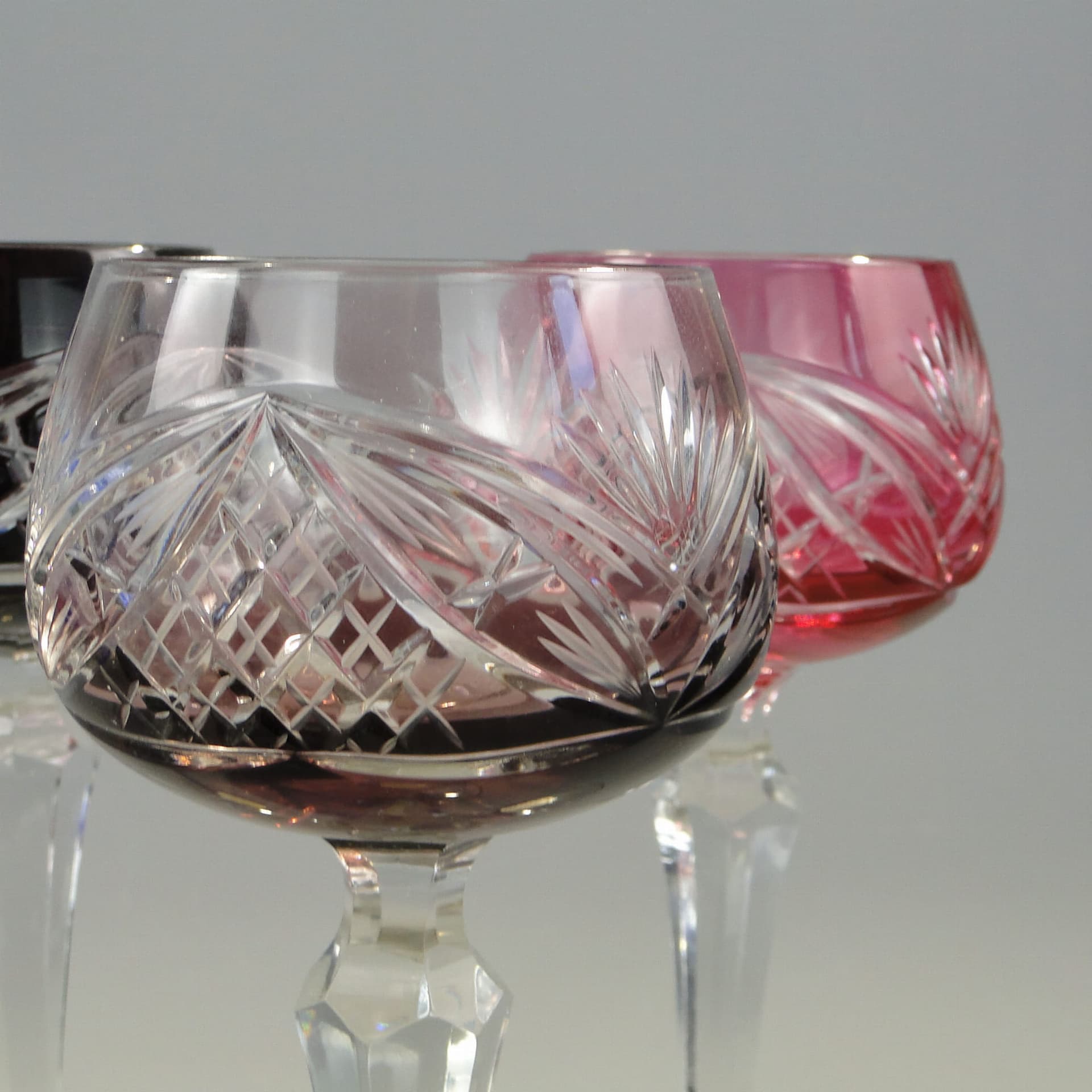 Zestaw sześciu kielichów Art Deco, multicolor, kryształ, Niemcy, lata 30. - 227348