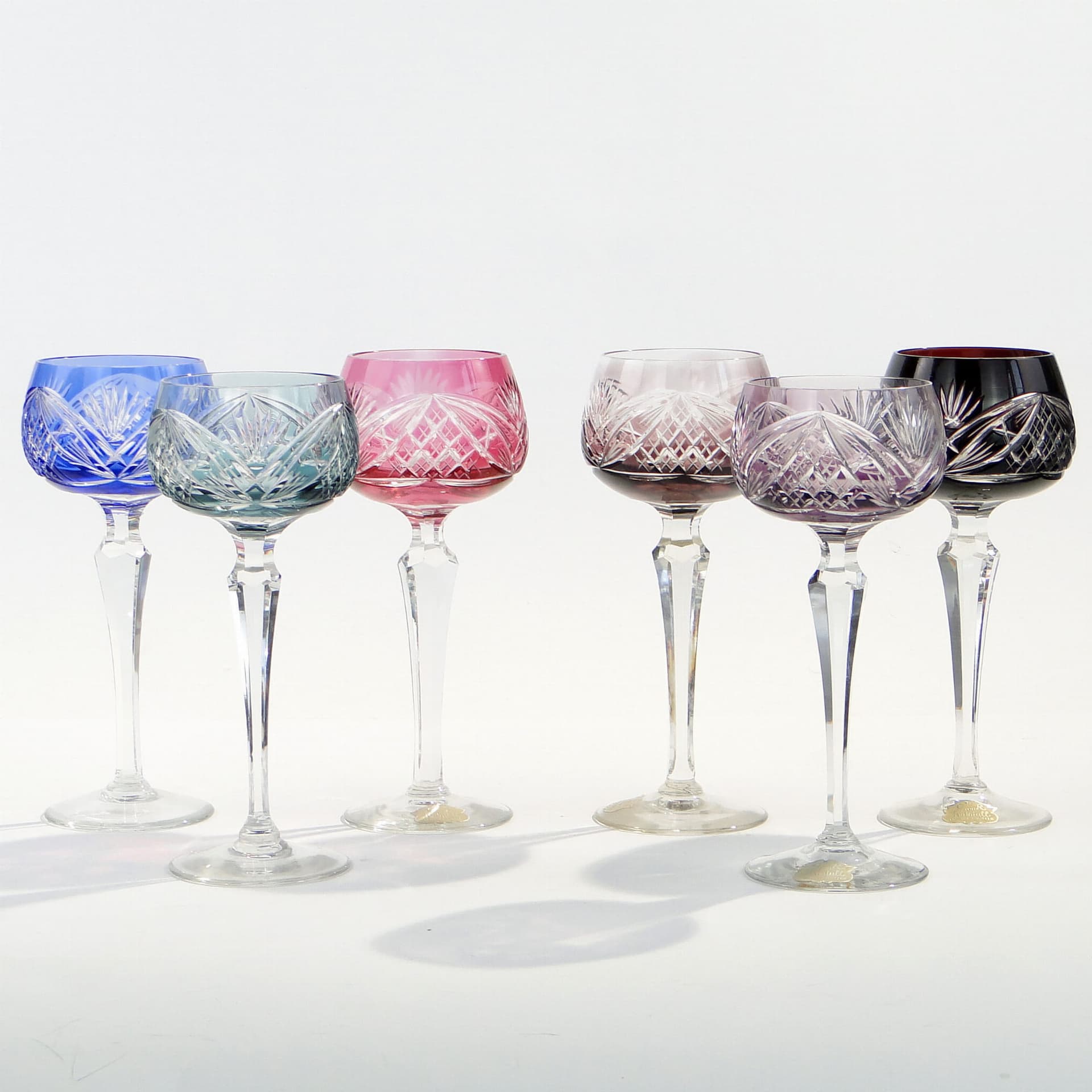 Zestaw sześciu kielichów Art Deco, multicolor, kryształ, Niemcy, lata 30. - 227342