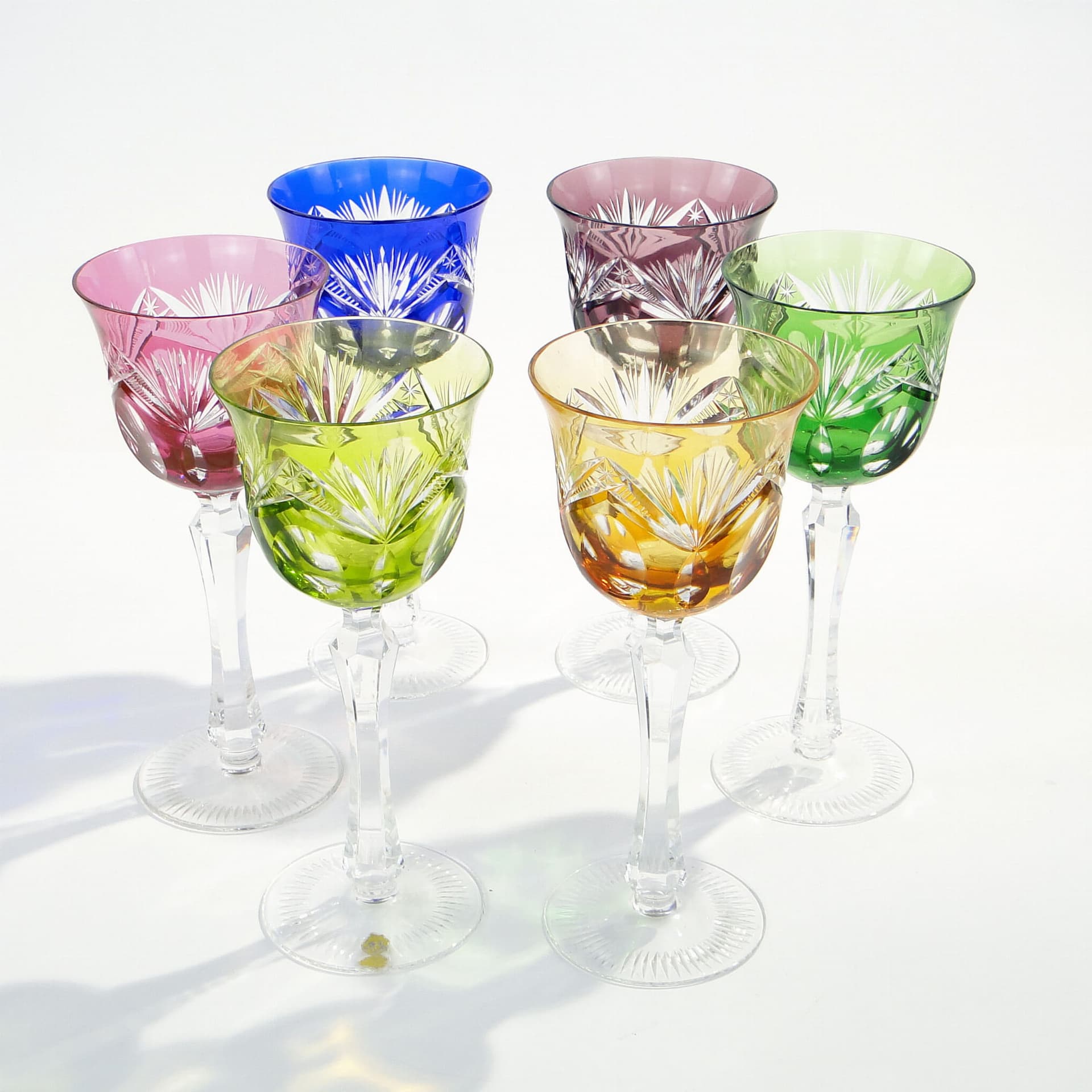 Komplet kielichów do czerwonego wina, Art Deco, multicolor, kryształ, Nachtmann, Niemcy, lata 20. - 227383