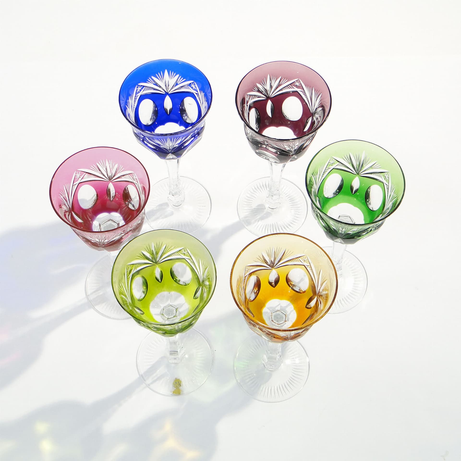 Komplet kielichów do czerwonego wina, Art Deco, multicolor, kryształ, Nachtmann, Niemcy, lata 20. - 227384