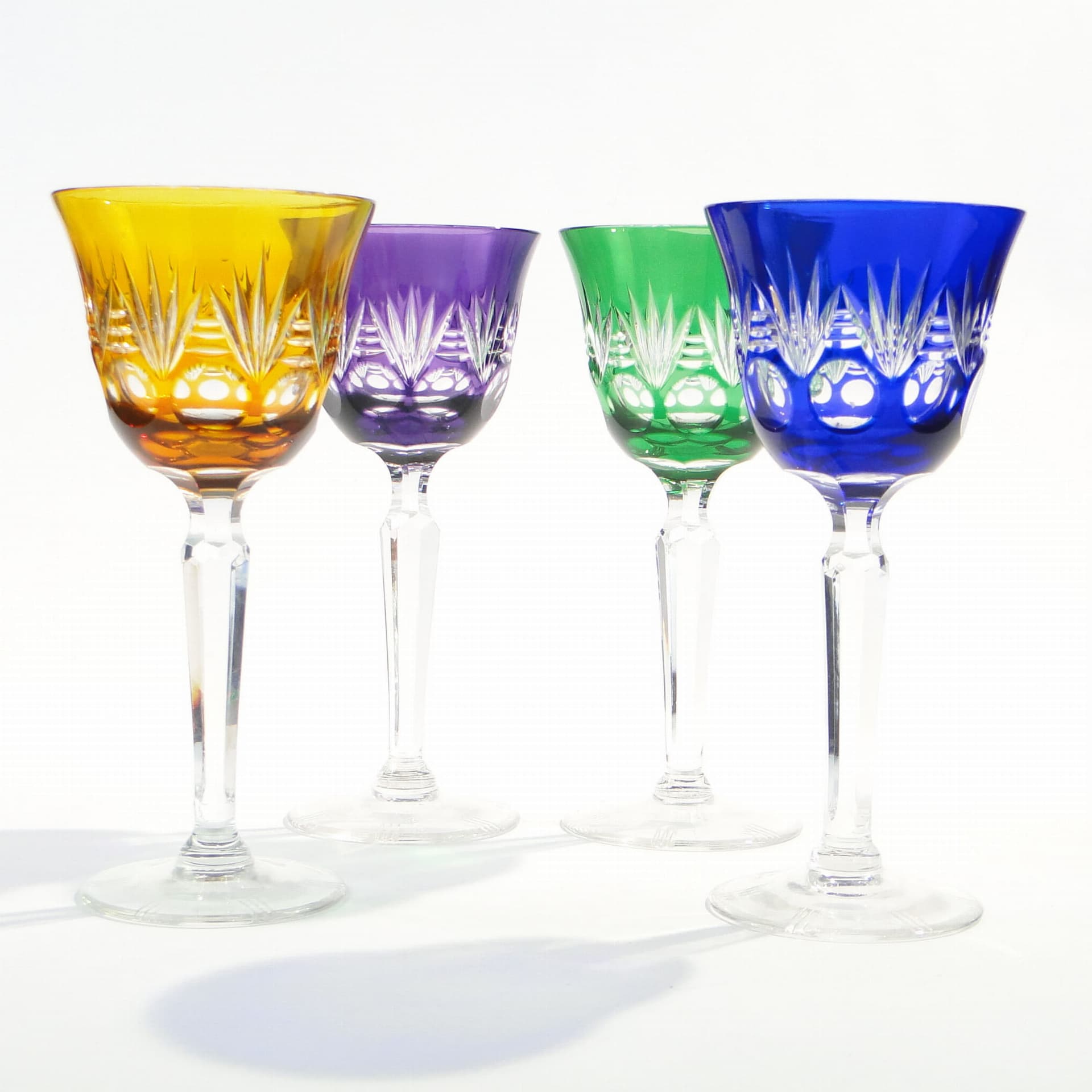 Zestaw czterech kielichów, Art Deco, multicolor, kryształ, Nachtmann, Niemcy, lata 20. - 227400