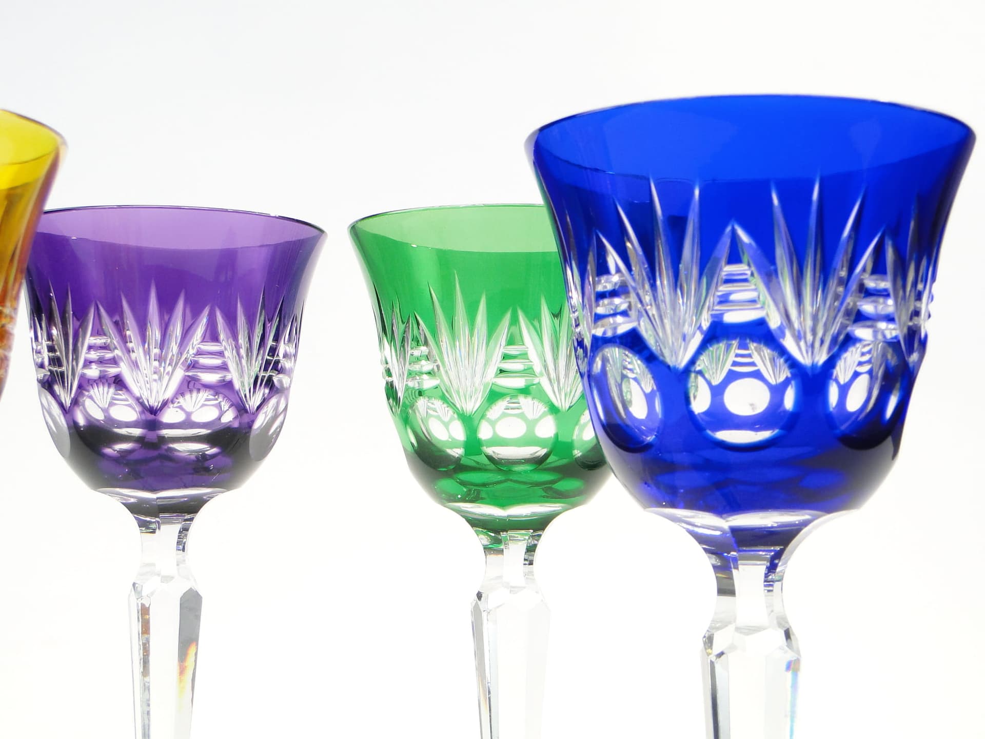 Zestaw czterech kielichów, Art Deco, multicolor, kryształ, Nachtmann, Niemcy, lata 20. - 227389