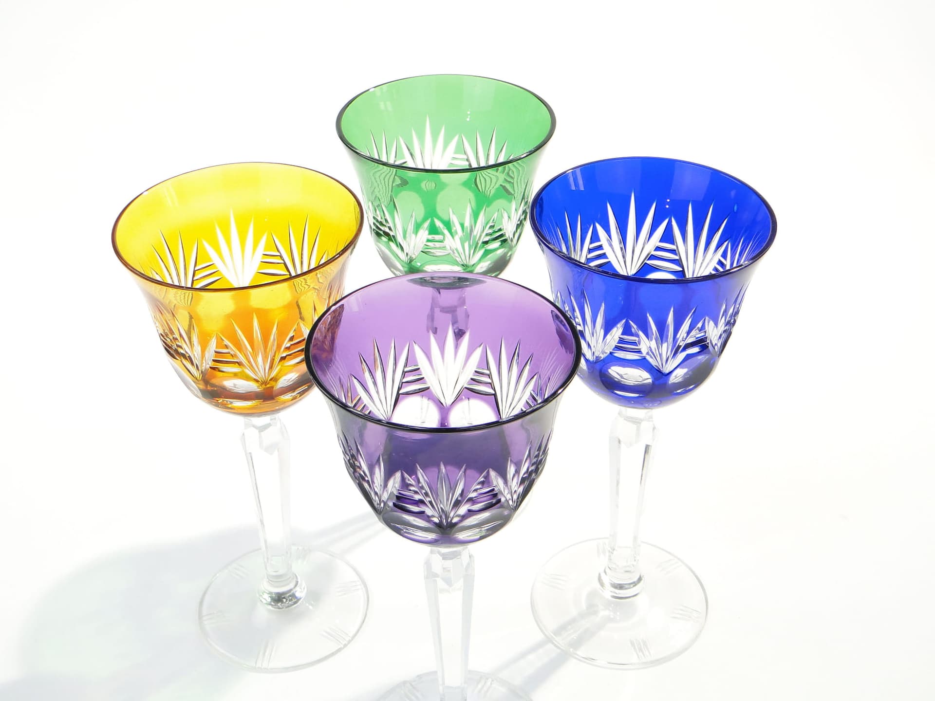 Zestaw czterech kielichów, Art Deco, multicolor, kryształ, Nachtmann, Niemcy, lata 20. - 227392