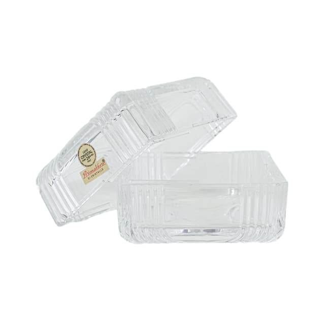 Szkatułka kryształowa transparentna, Primavera di Cristallo, Włochy, lata 70. - WYMIARY