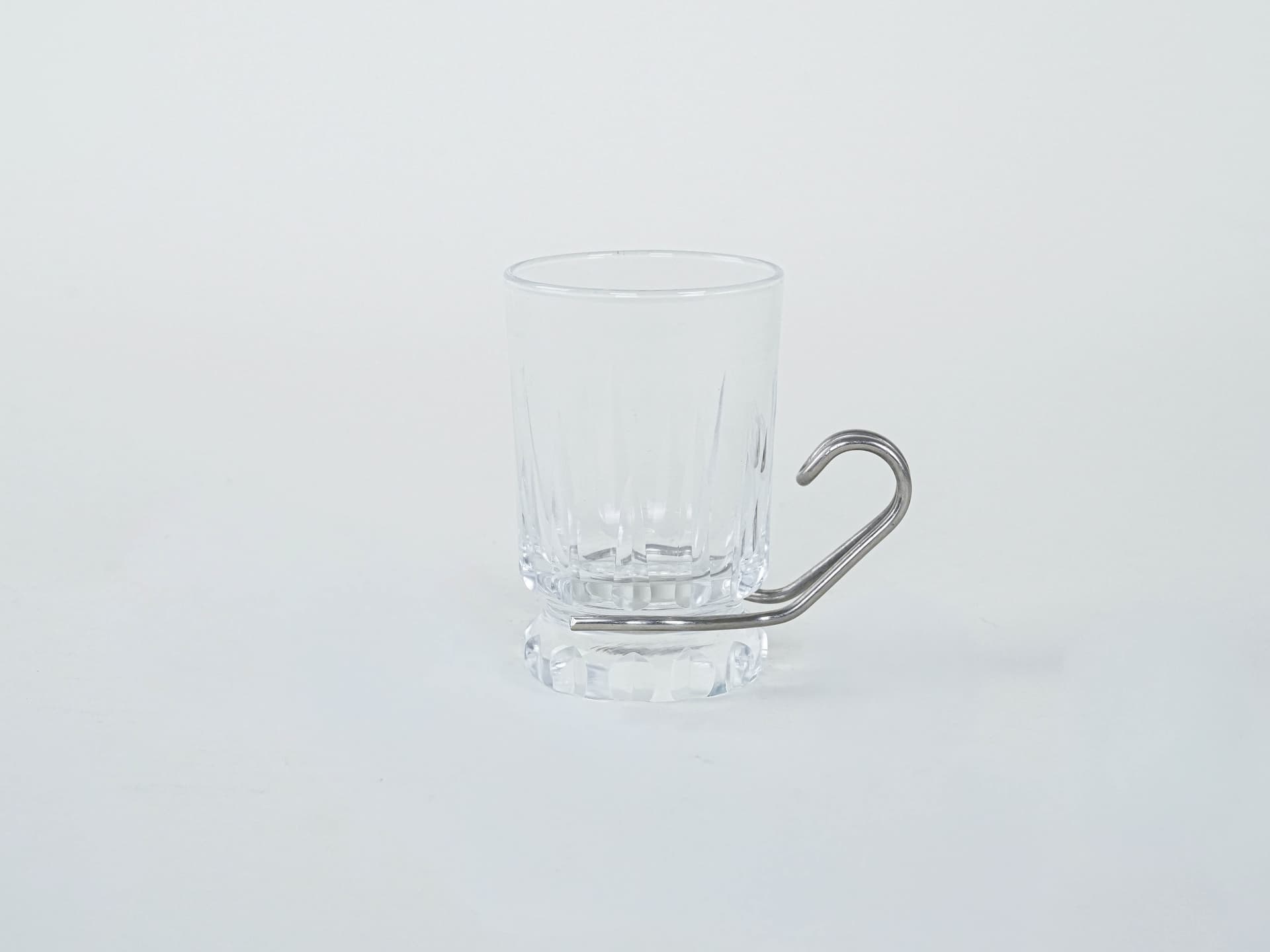 Komplet szklanek, transparentny kryształ, stal nierdzewna, Włochy, lata 70. - 227460