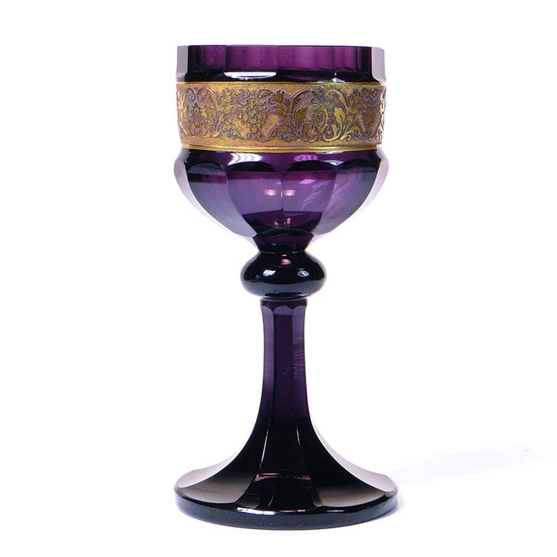 Puchar art déco, ametystowe szkło, Czechy, lata 20. - 227540