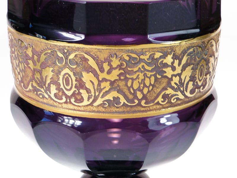 Puchar art déco, ametystowe szkło, Czechy, lata 20. - 227535