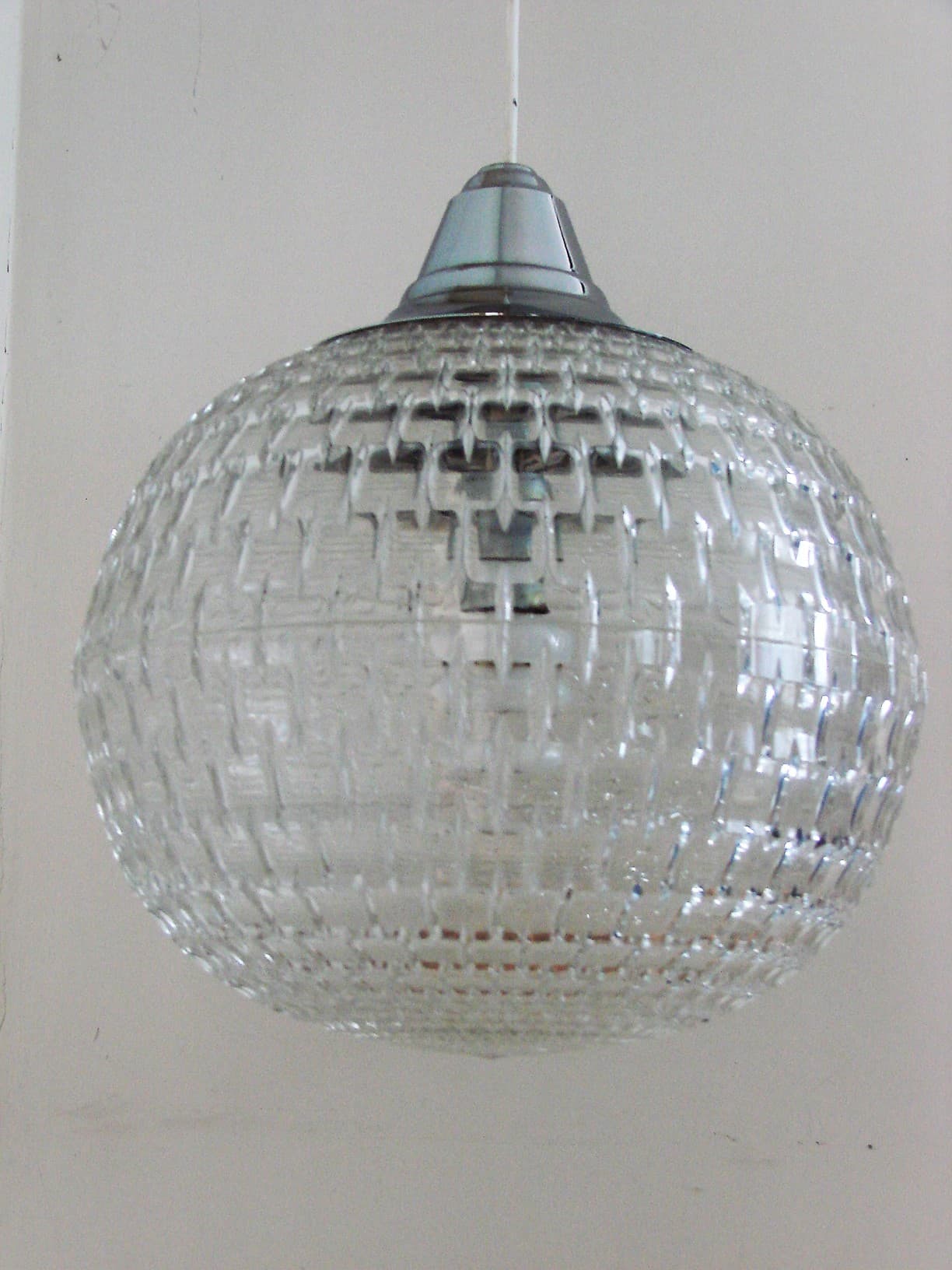 Lampa wisząca 2106, transparentny akryl, chrom, ERCO, Niemcy, lata 70. - 227569